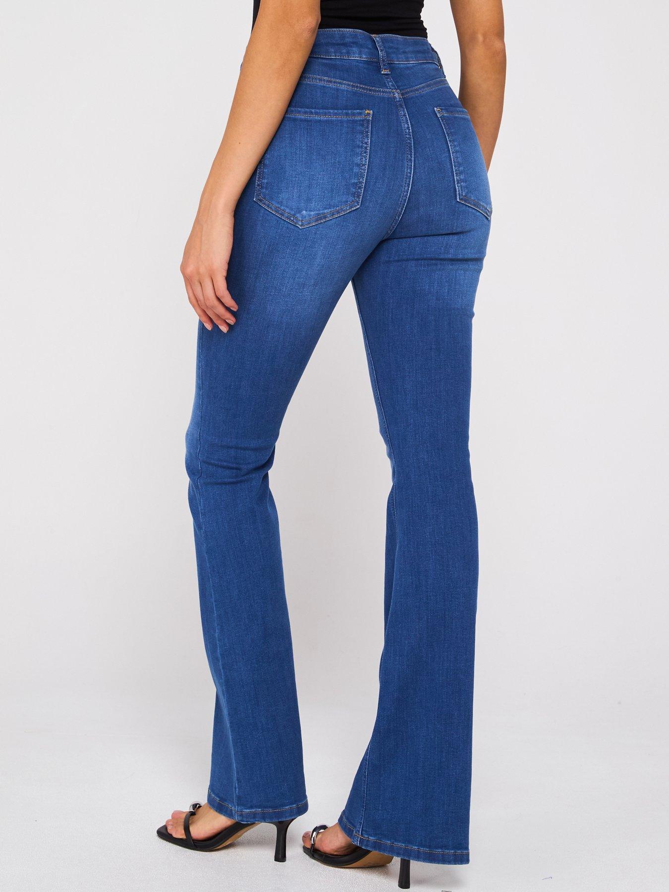 Image 2 of 6 of V by Very High Rise Slim Flare Jeans - Mid Wash