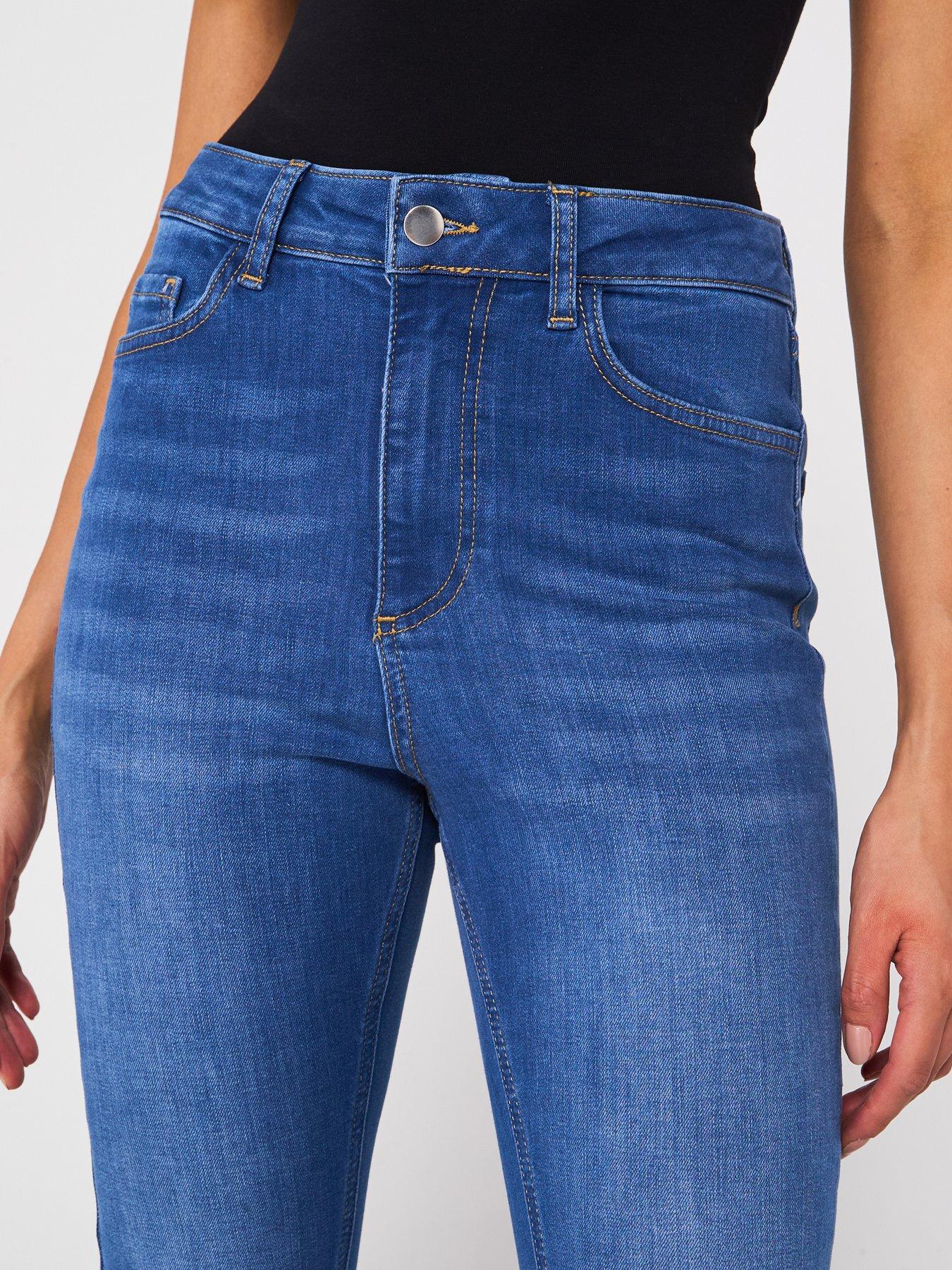 Image 4 of 6 of V by Very High Rise Slim Flare Jeans - Mid Wash