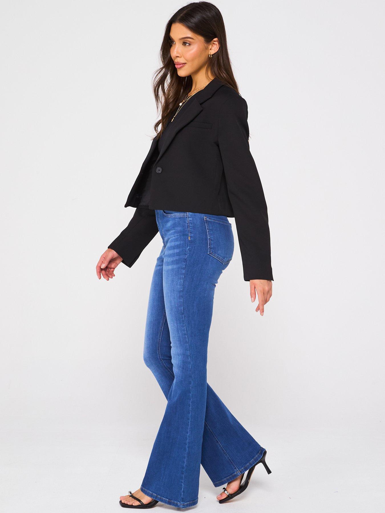 Image 6 of 6 of V by Very High Rise Slim Flare Jeans - Mid Wash