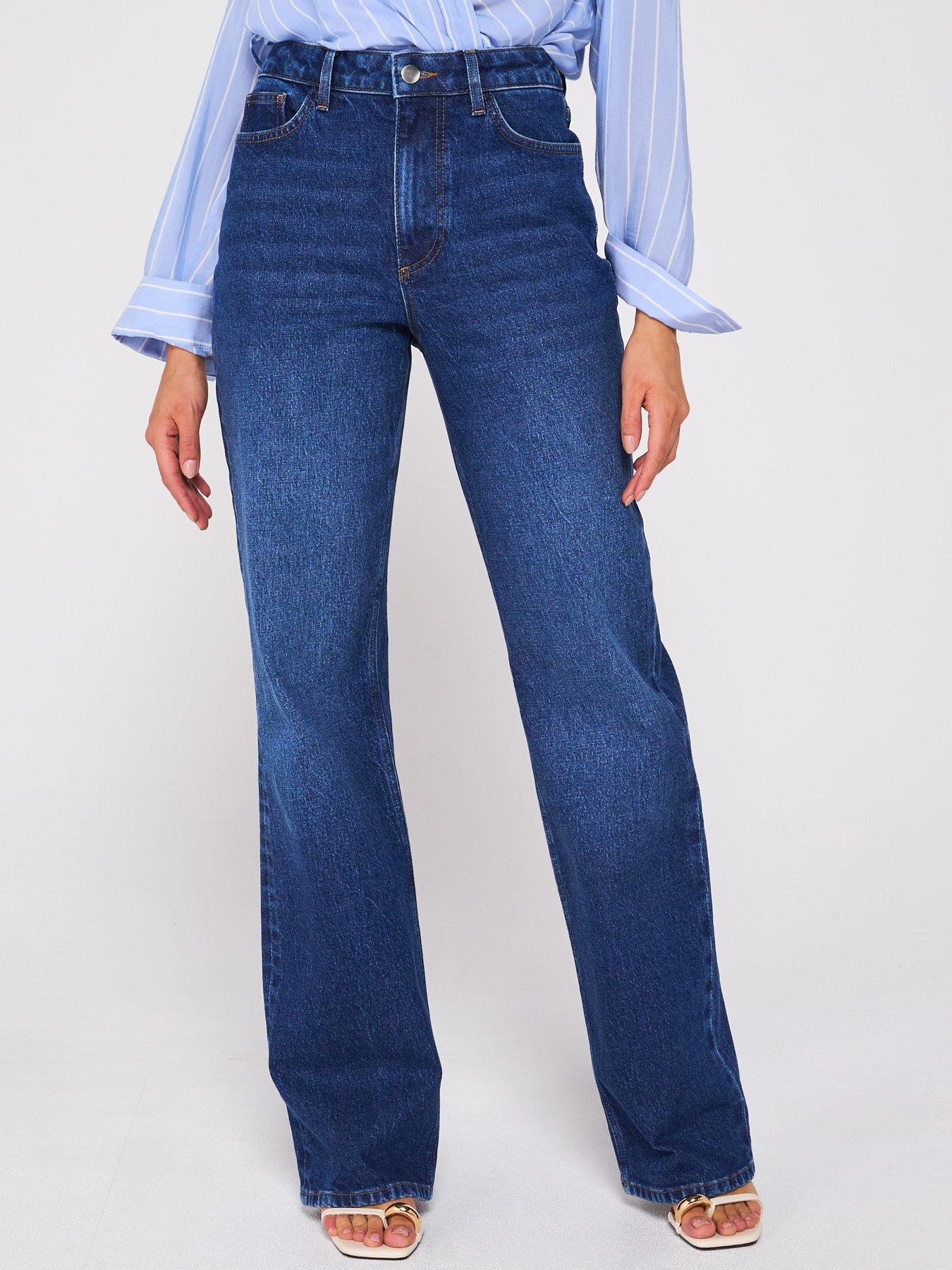 Image of V by Very Wide Leg Jeans With Stretch - Dark Wash