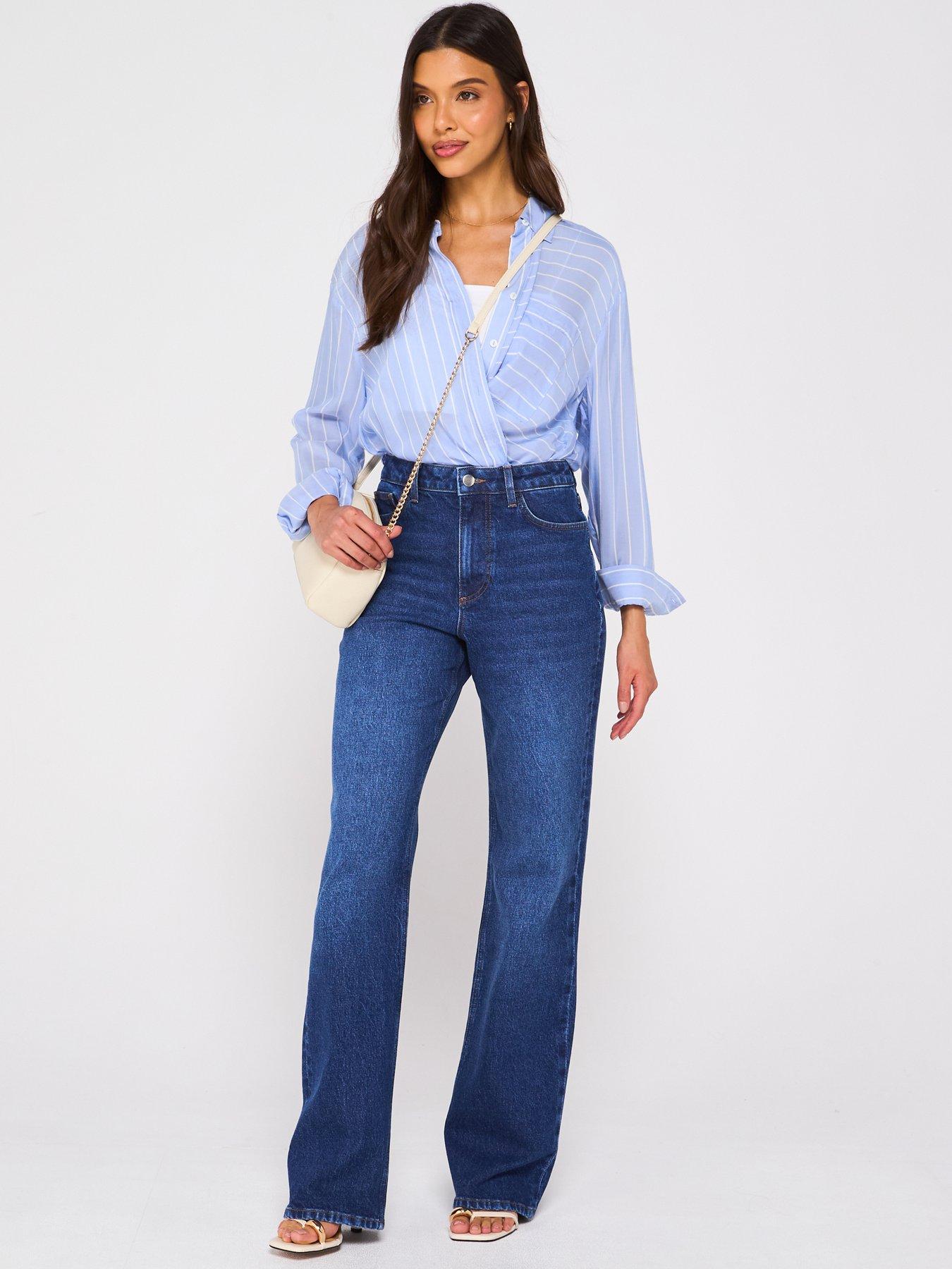 Image 3 of 6 of The Very Collection Wide Leg Jeans With Stretch - Dark Wash