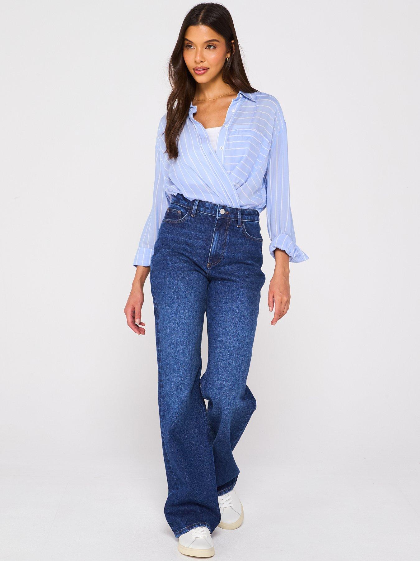 Image 6 of 6 of The Very Collection Wide Leg Jeans With Stretch - Dark Wash