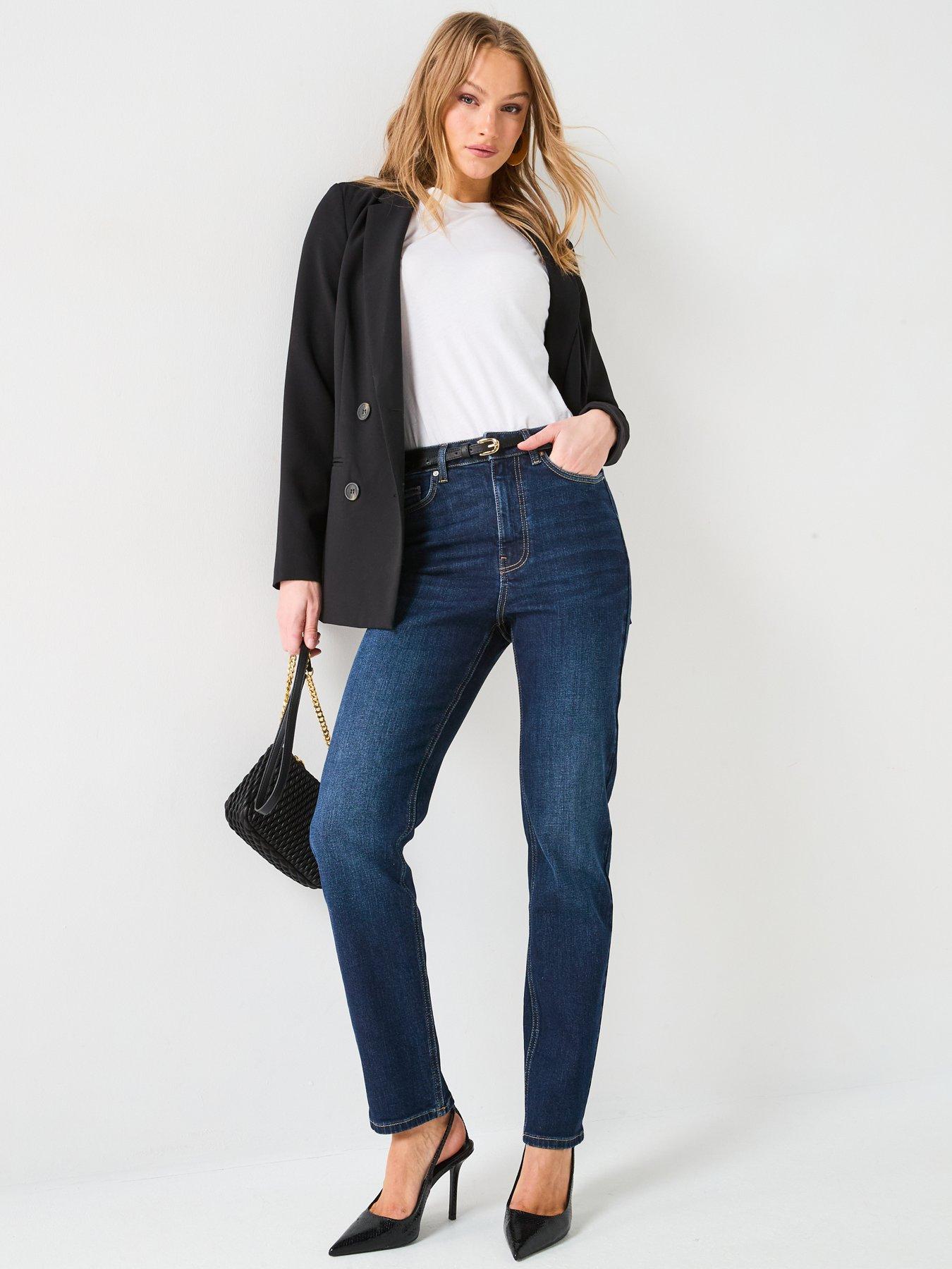Image 3 of 6 of V by Very Slim Fit High Waist Jeans - Dark Wash