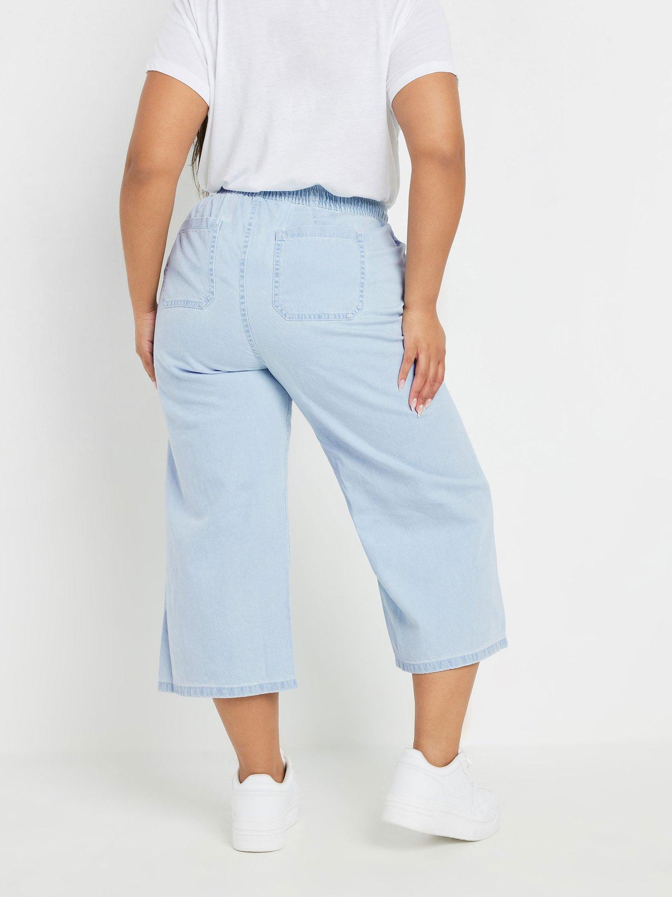 yours-curve-tie-waist-cropped-trouser-bluestillFront