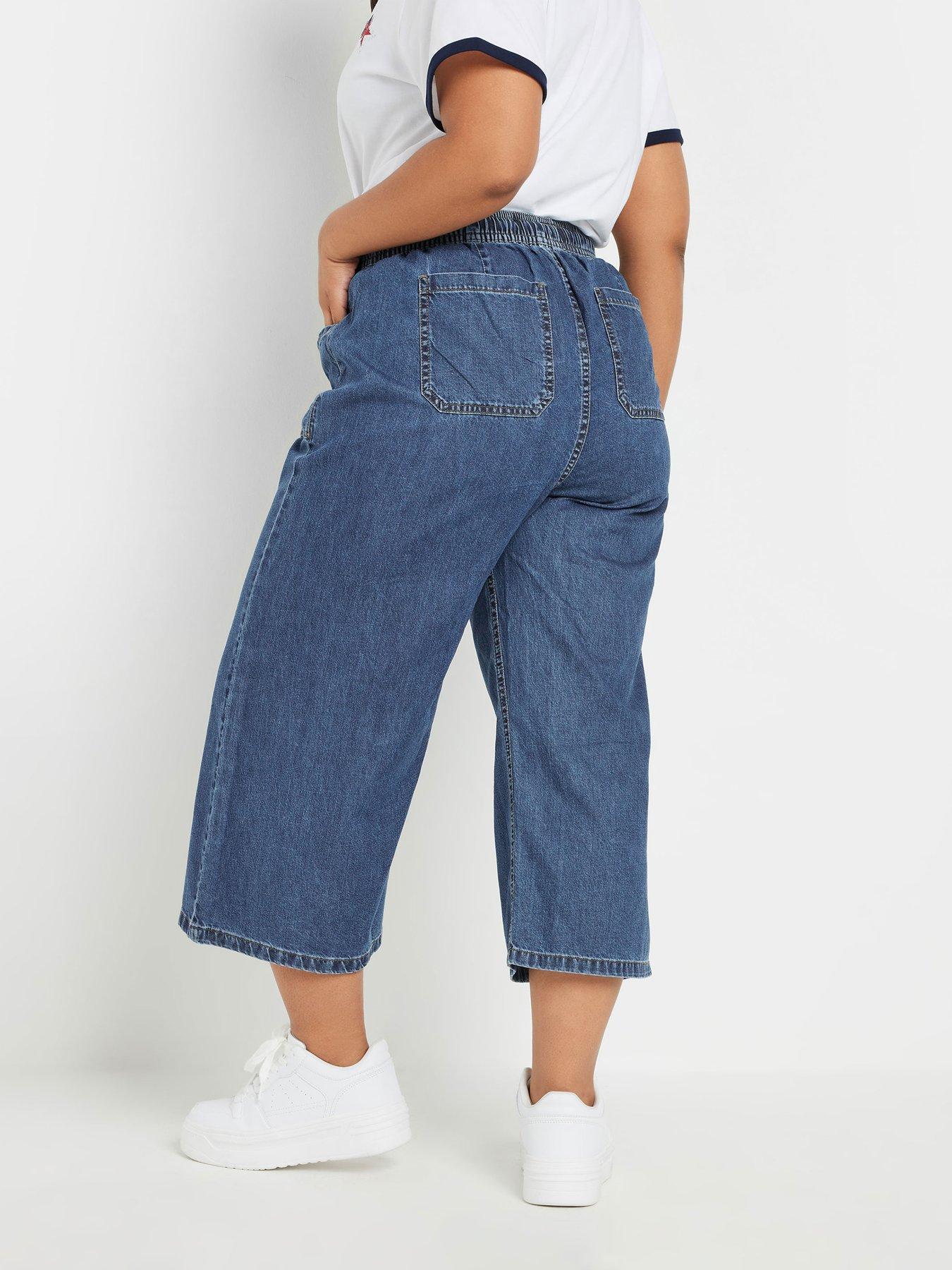 yours-curve-tie-waist-cropped-trouser-bluestillFront