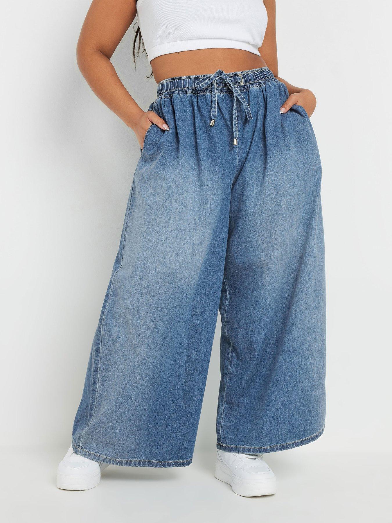 Image of Yours Curve Super Wide Leg Jean - Blue