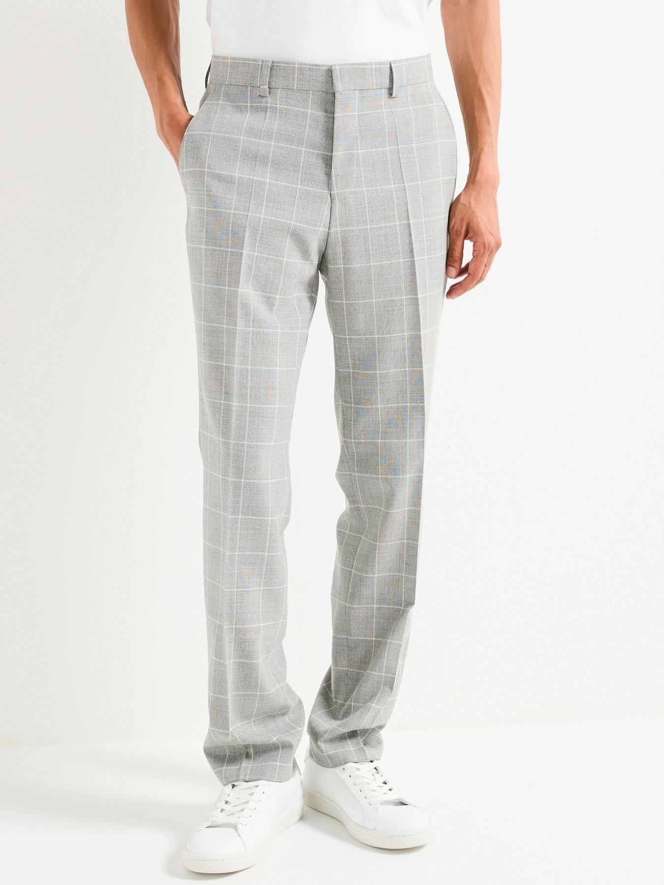 Image 1 of 5 of BOSS H-Jasper Regular Fit Wool Mix Check Suit Trousers - Grey