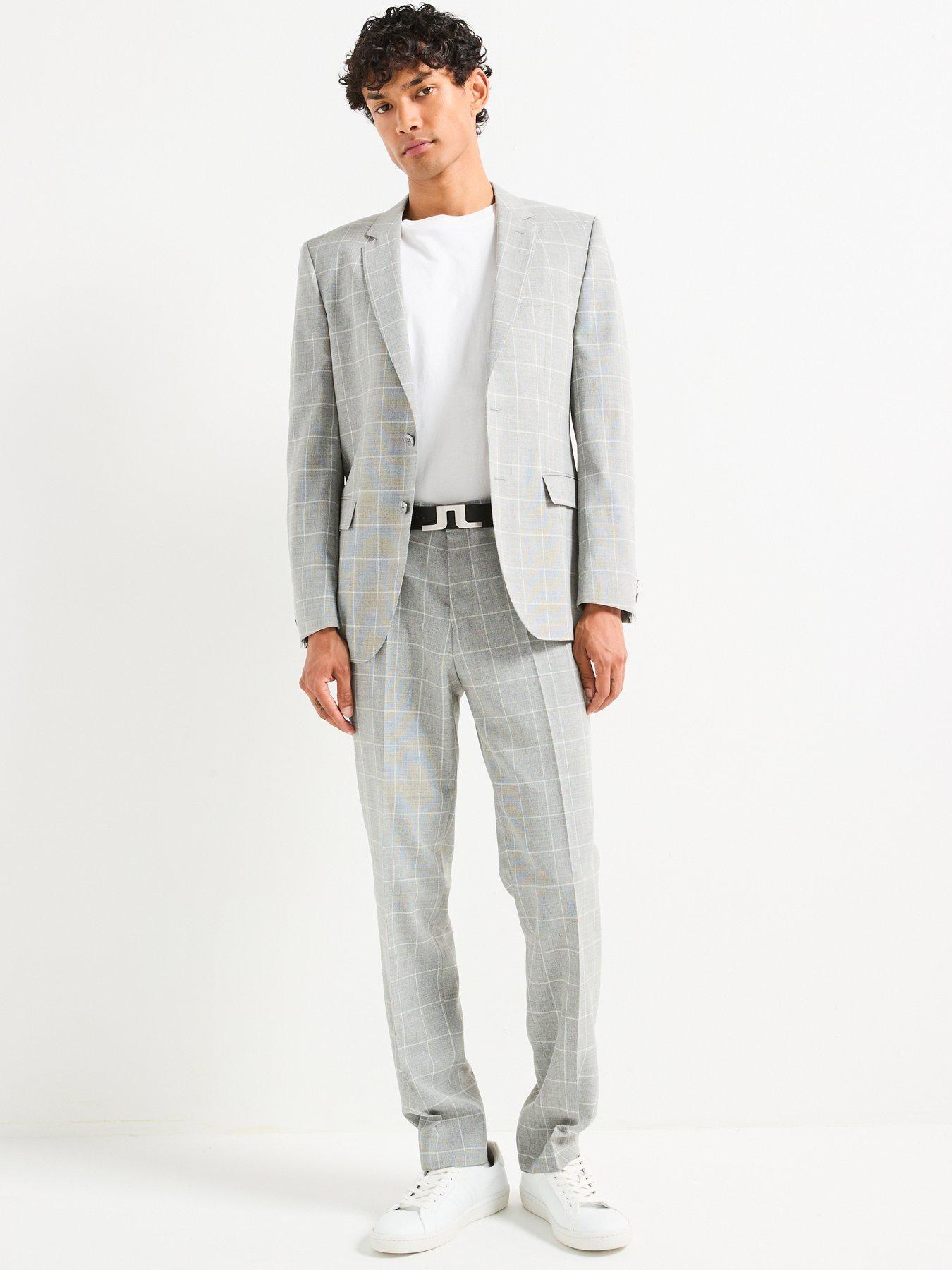 Image 3 of 5 of BOSS H-Jasper Regular Fit Wool Mix Check Suit Trousers - Grey
