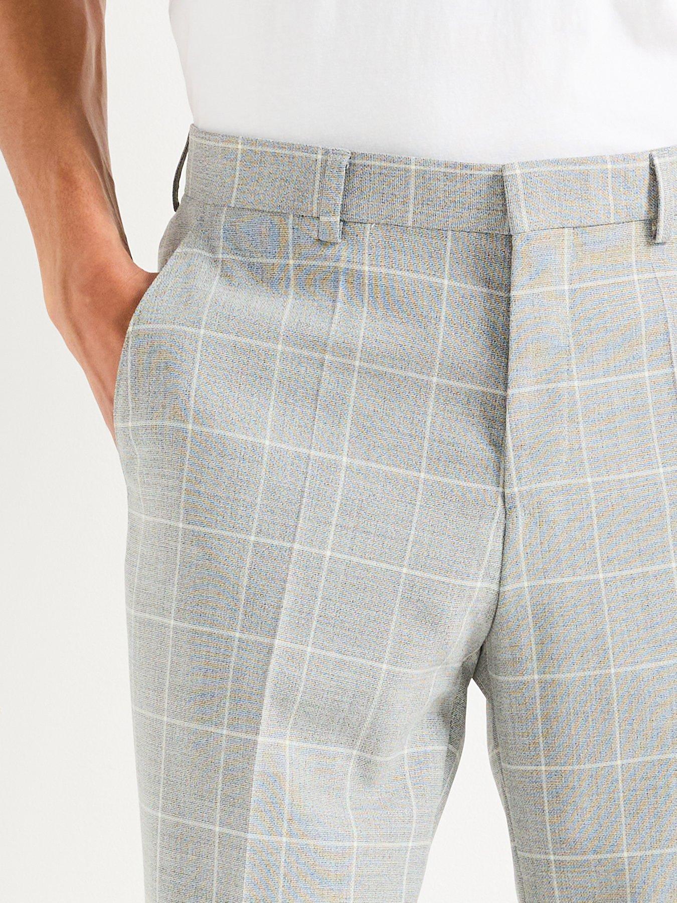 Image 4 of 5 of BOSS H-Jasper Regular Fit Wool Mix Check Suit Trousers - Grey