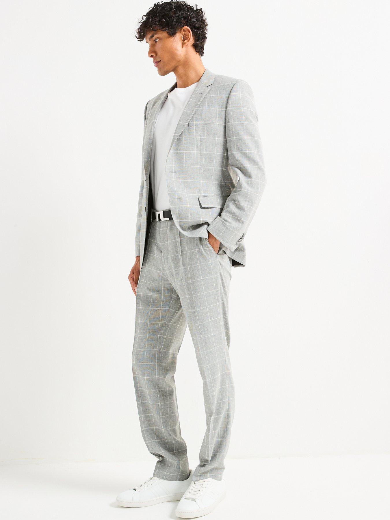 Image 5 of 5 of BOSS H-Jasper Regular Fit Wool Mix Check Suit Trousers - Grey