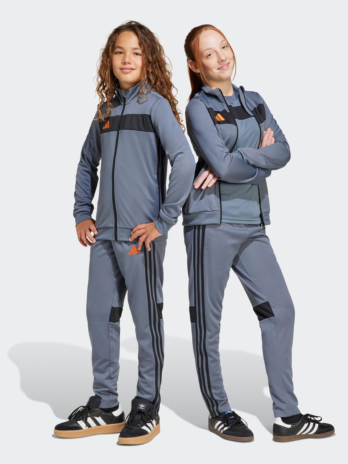 Image 1 of 5 of adidas Youth Tiro Essentials Tracksuit - Grey/Orange