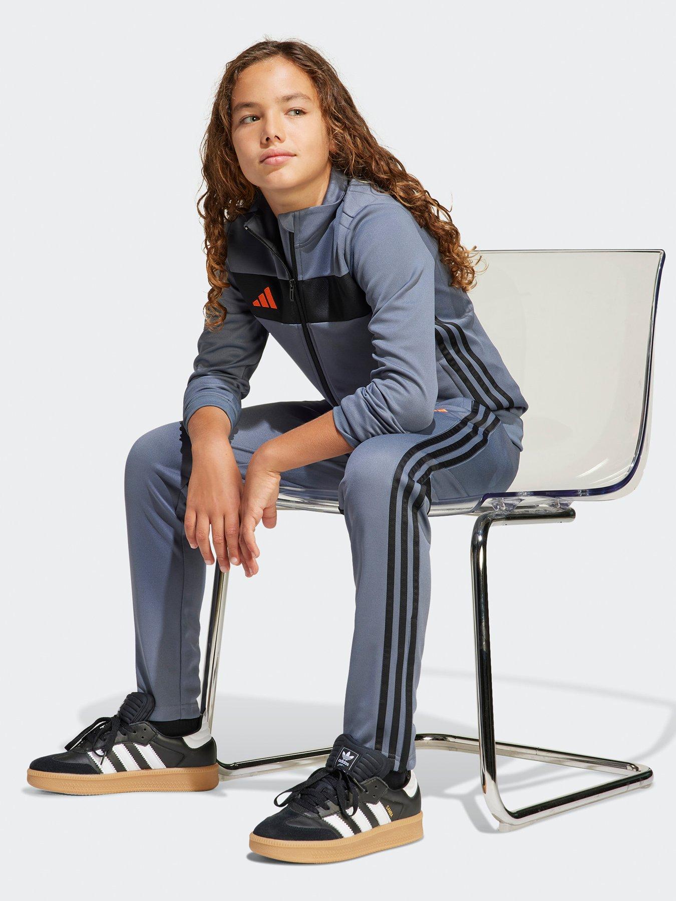 Image 3 of 5 of adidas Youth Tiro Essentials Tracksuit - Grey/Orange