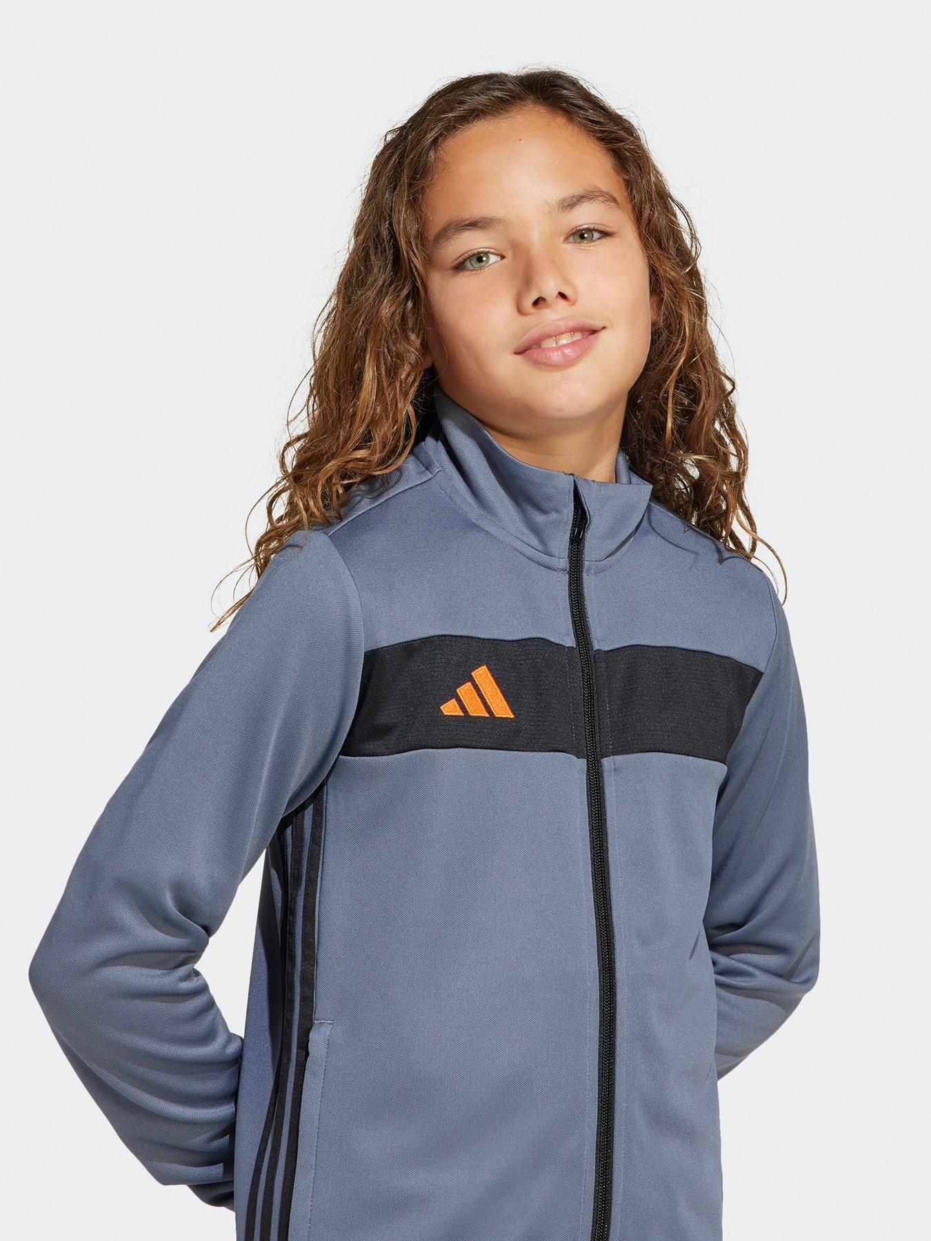 Image 4 of 5 of adidas Youth Tiro Essentials Tracksuit - Grey/Orange