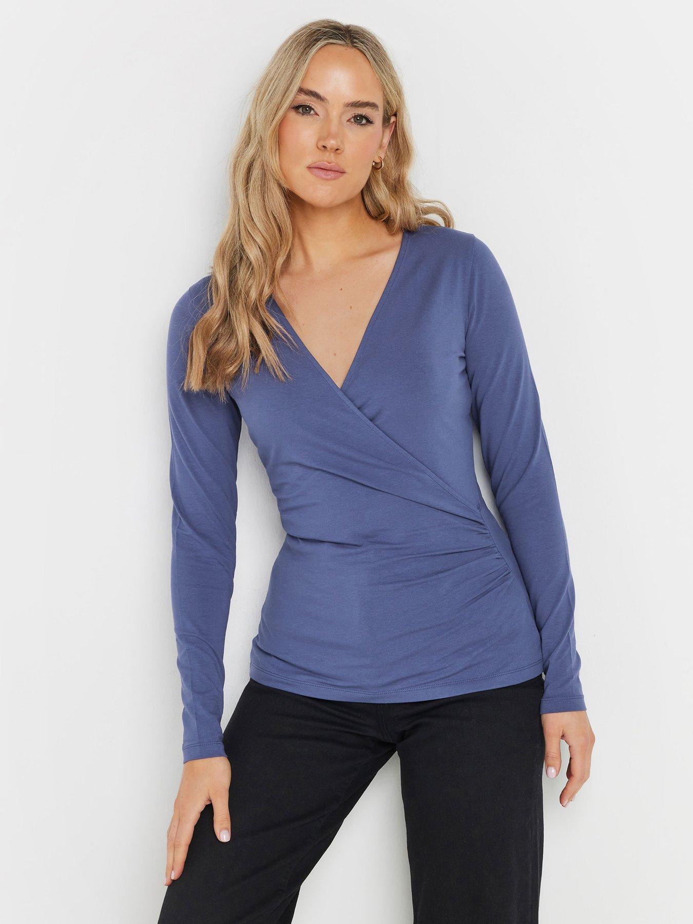 long-tall-sally-sleeve-cotton-wrap-top-blue