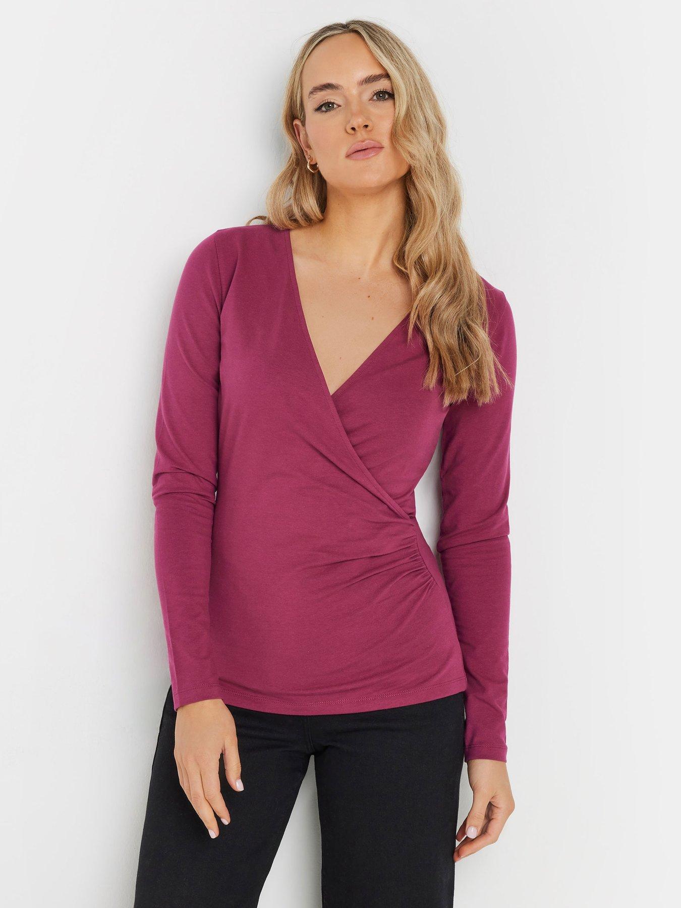 Long Tall Sally Sleeve Cotton Wrap Top - Red