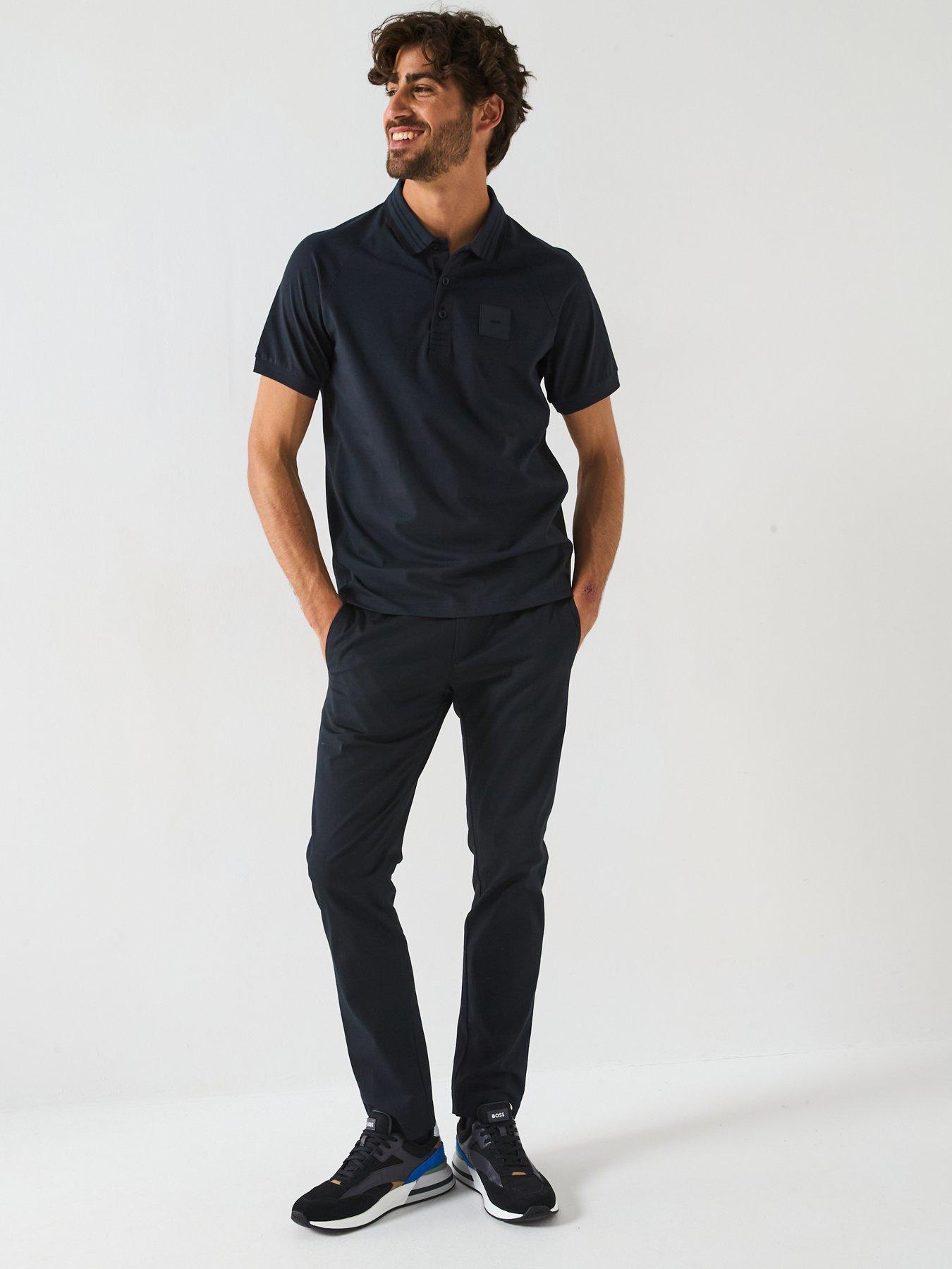 Image 3 of 5 of BOSS Paddy Rib Polo Shirt-Dark Blue - Dark Blue