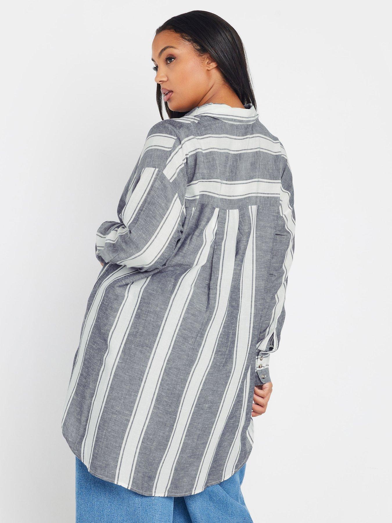 yours-curve-long-sleeve-striped-linen-shirtstillFront