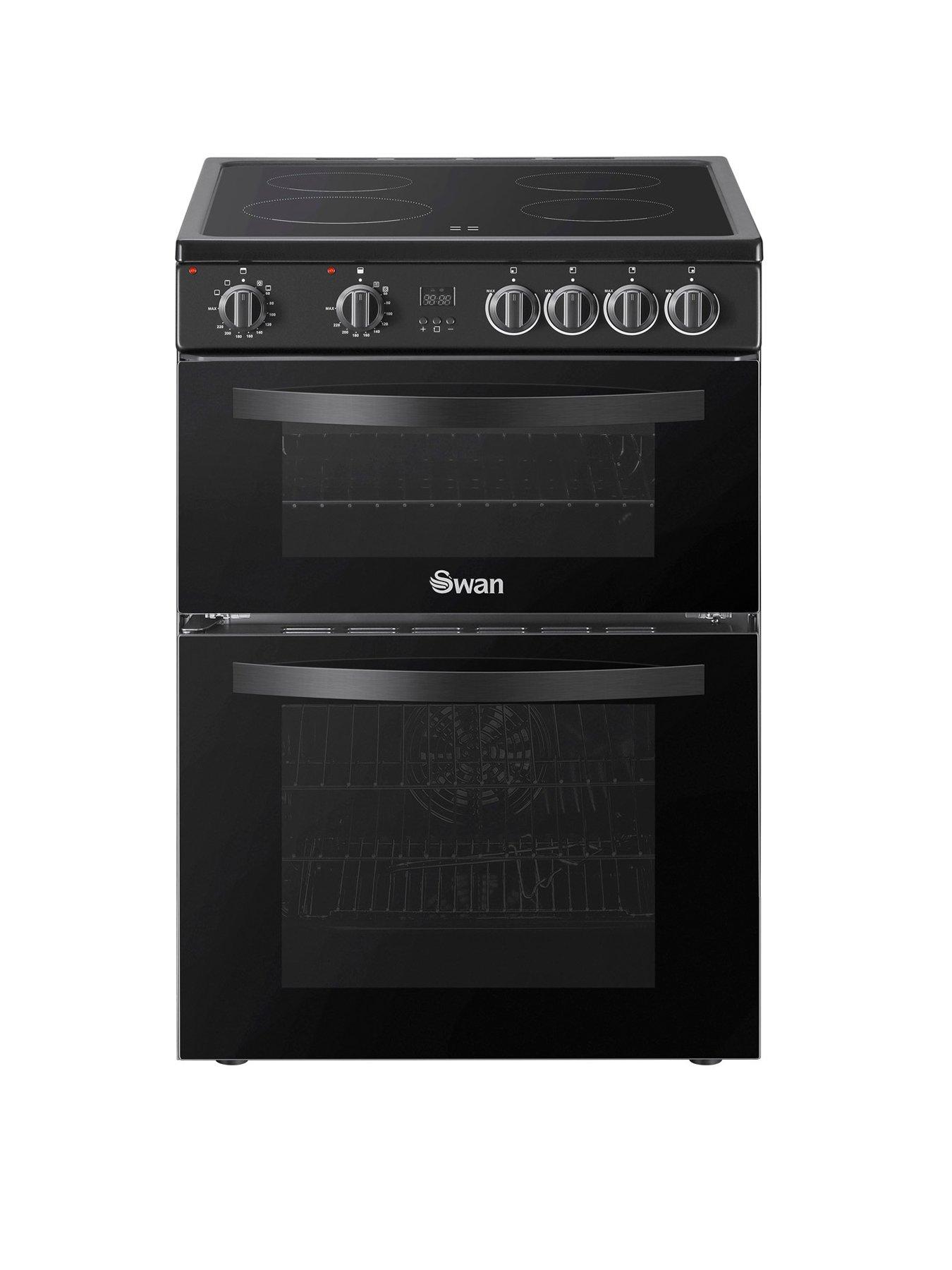 undefined SWAN SX16730B 60cm Electric Double Oven Ceramic Hob Cooker - Black