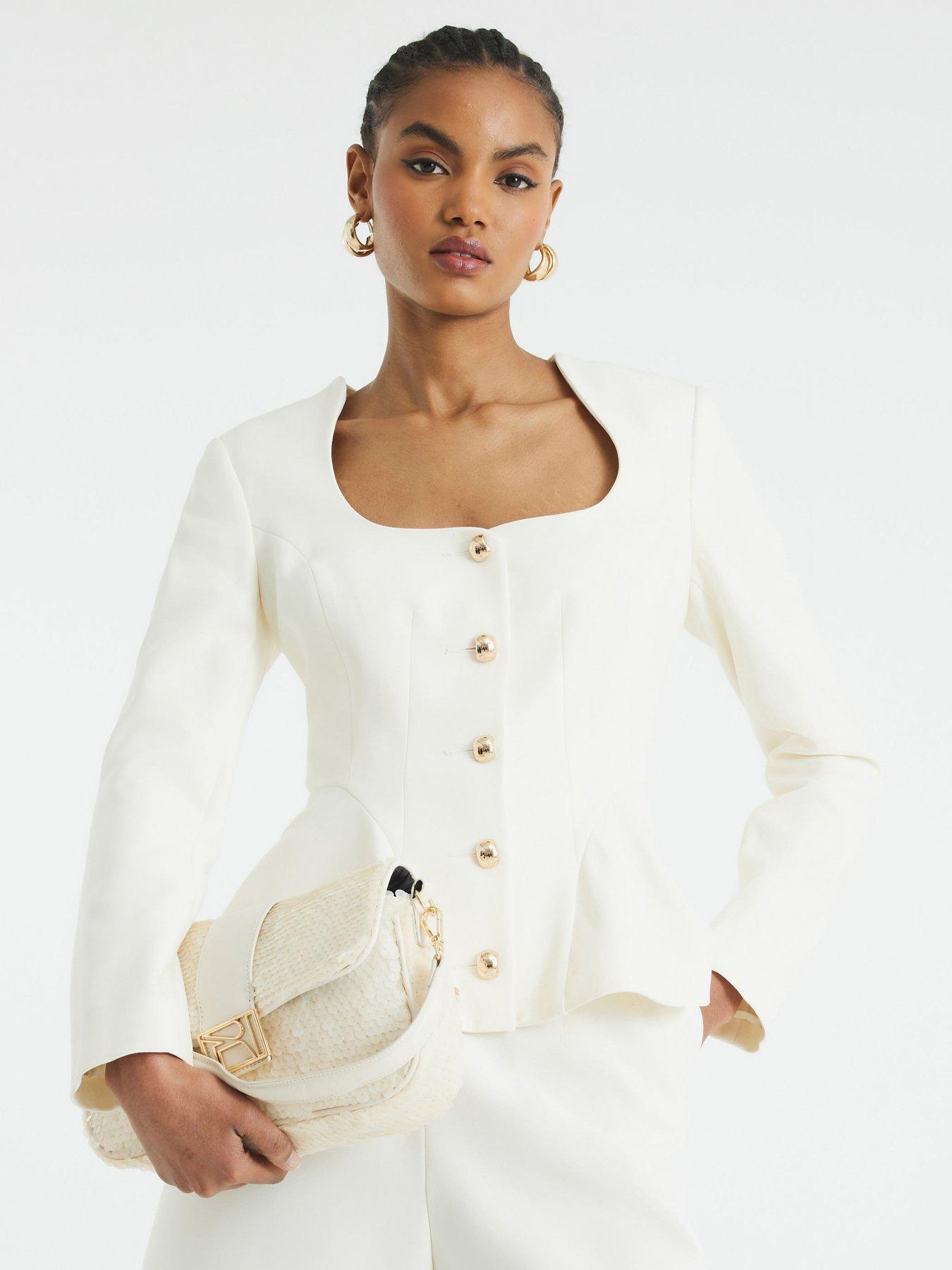 River Island Peplum Button Front Blazer Cream Very Ireland