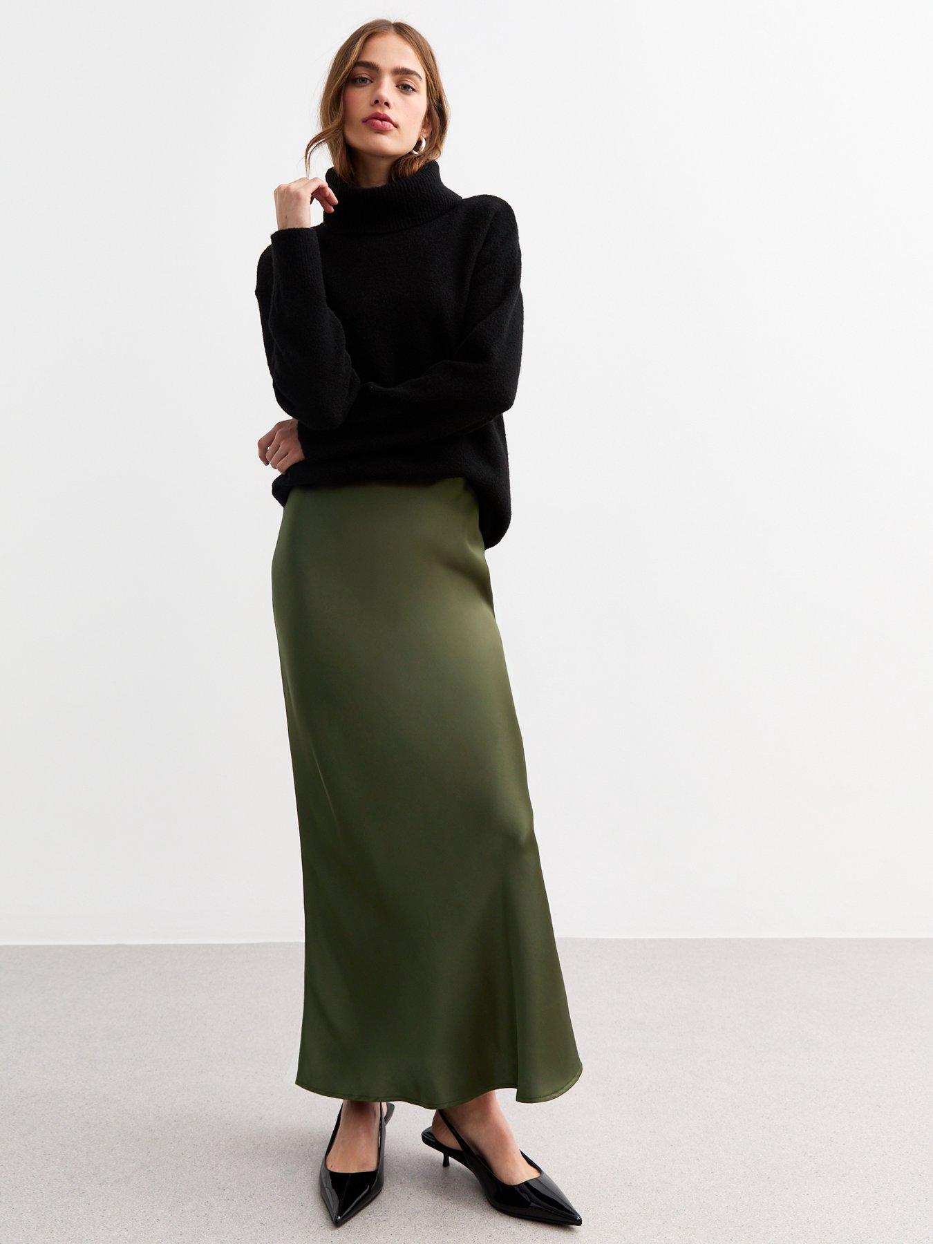 new-look-khaki-satin-bias-cut-midi-skirt-green