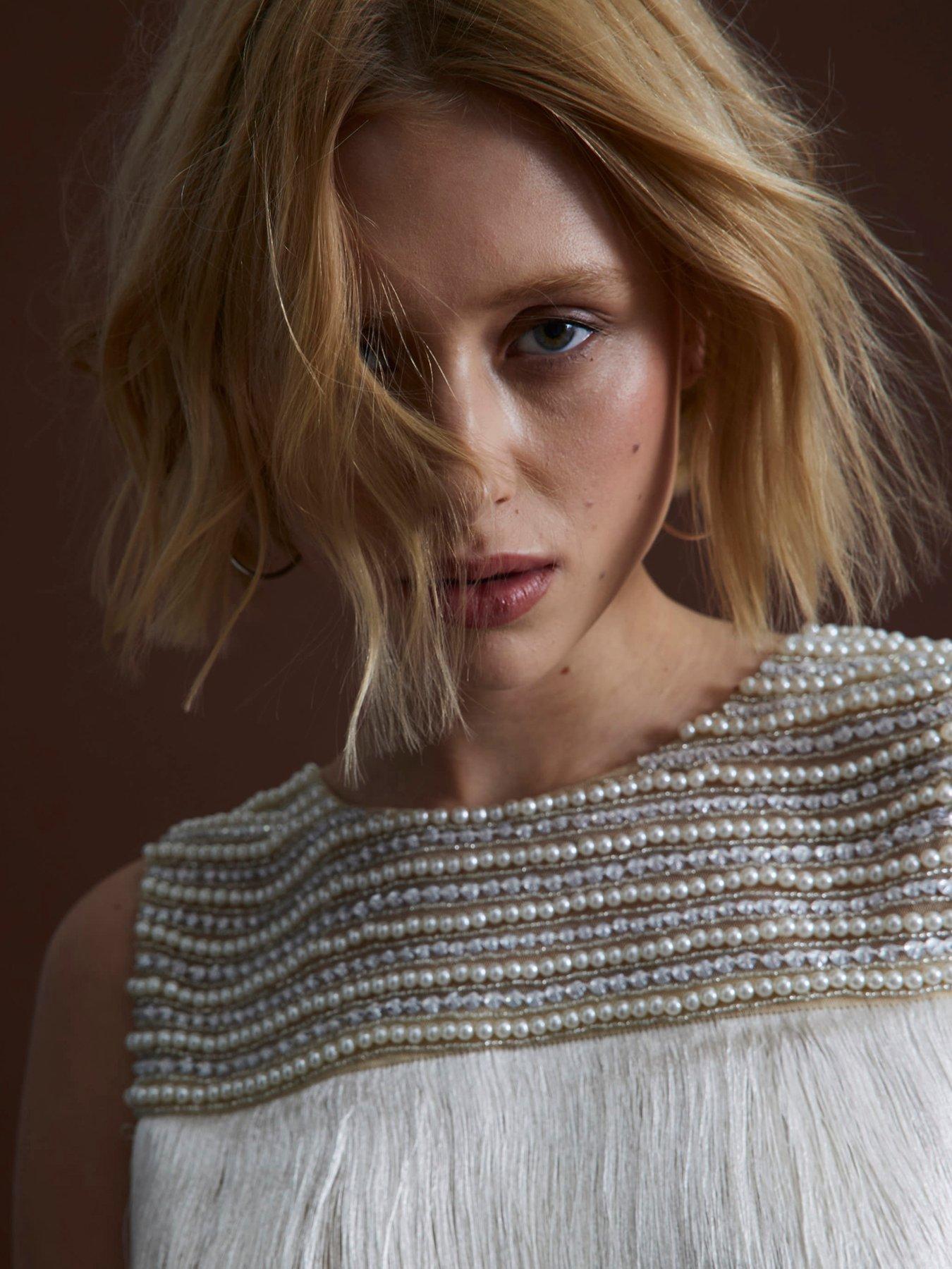 Image 5 of 6 of River Island Fringe Tassel Top - Beige
