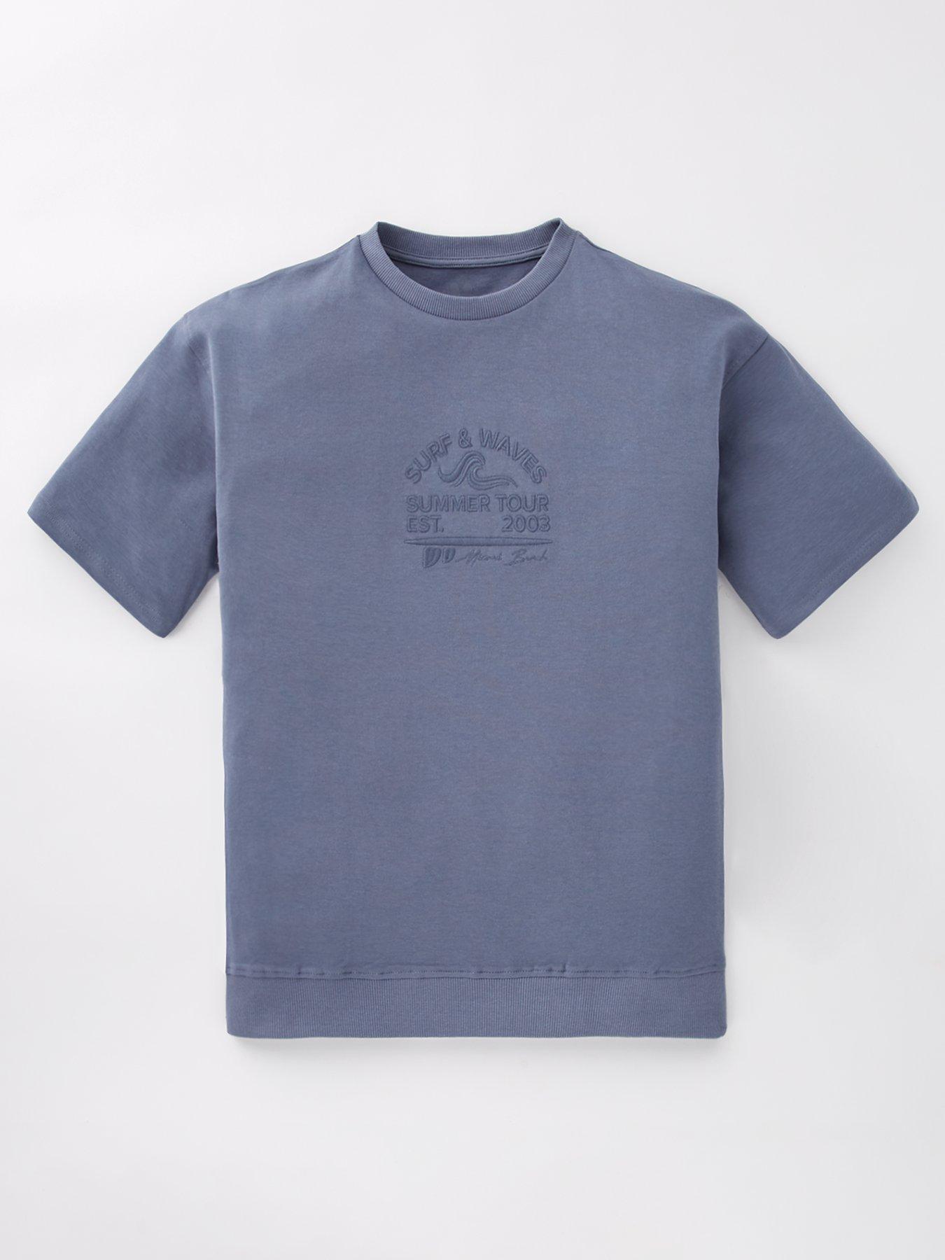 V by Very Boys Sweat T-Shirt With Chest Embroidery - Blue
