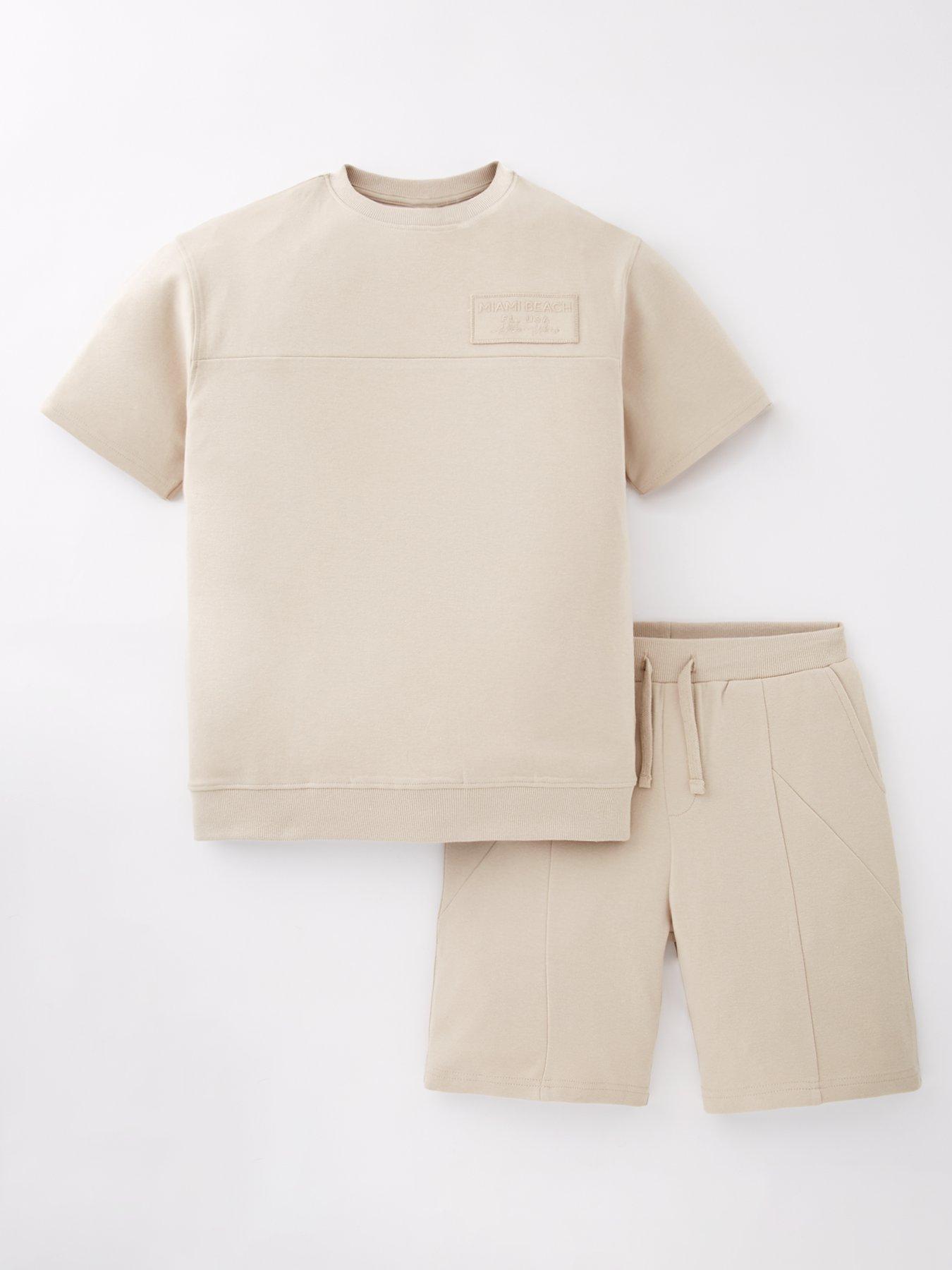 Image of V by Very Boys Sweat T-Shirt And Short Set - Grey