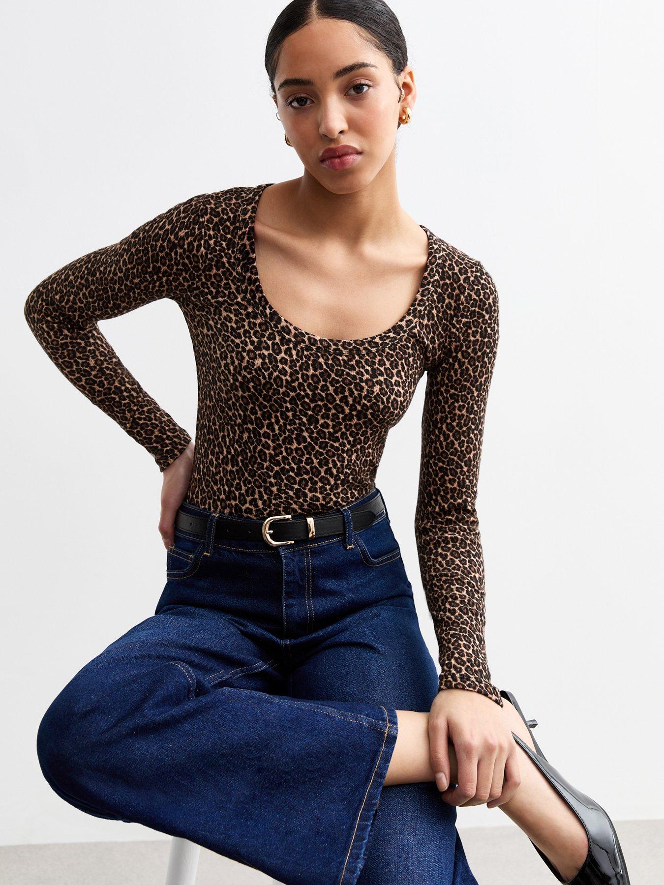 new-look-brown-leopard-print-scoop-neck-topoutfit