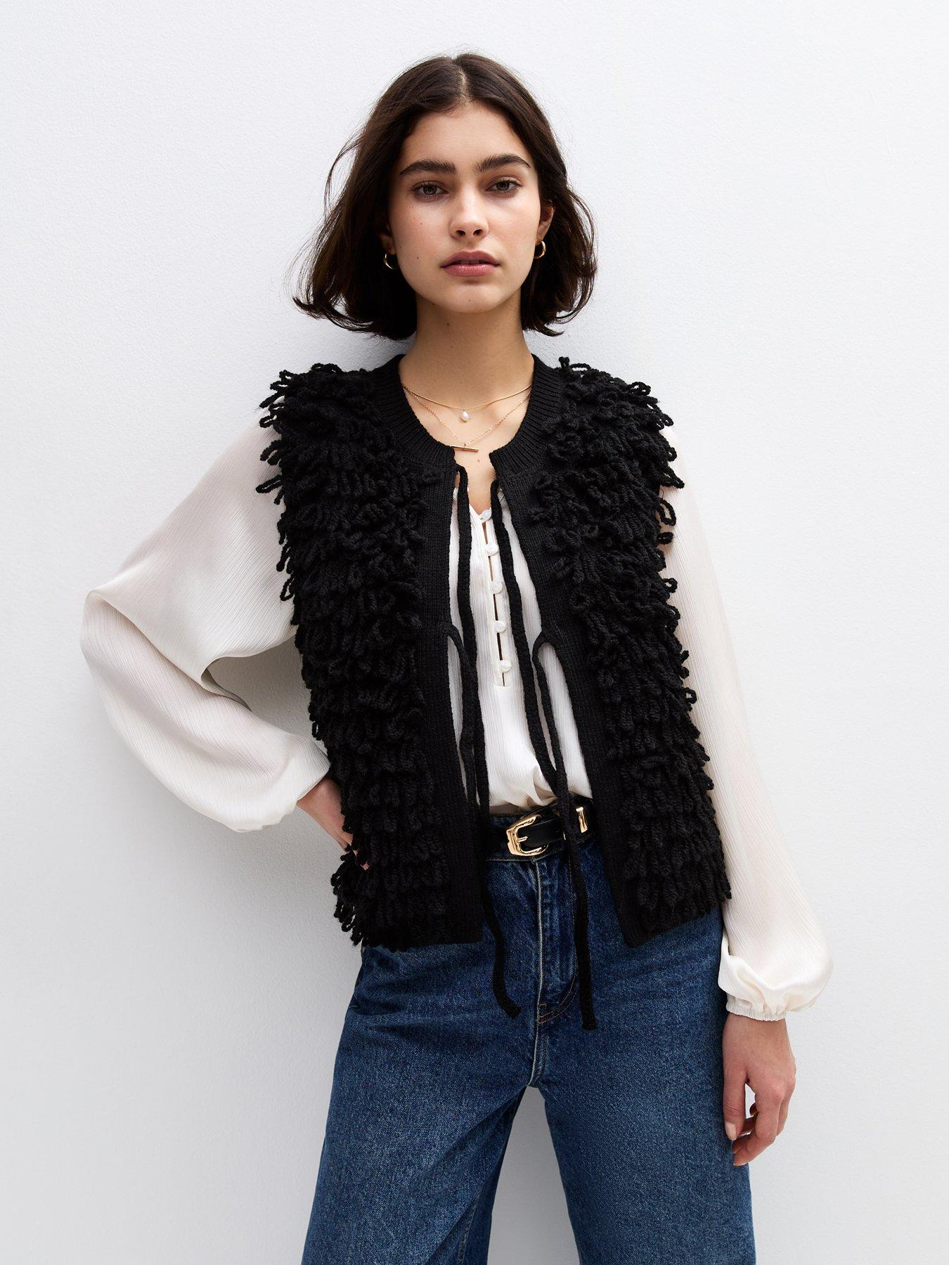 New Look Loop Knit Waistcoat - Black