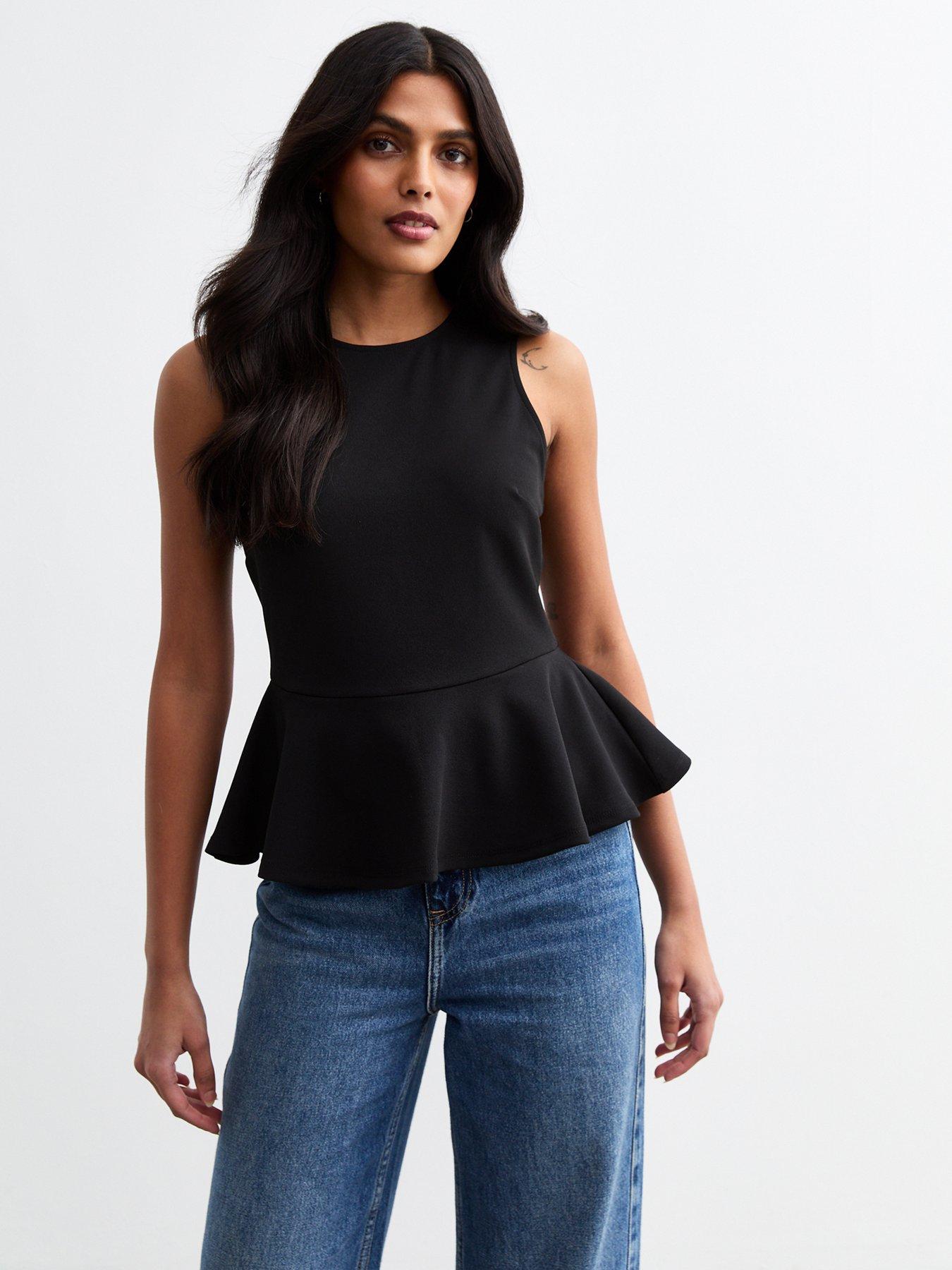 new-look-sleeveless-peplum-hem-top-blackfront