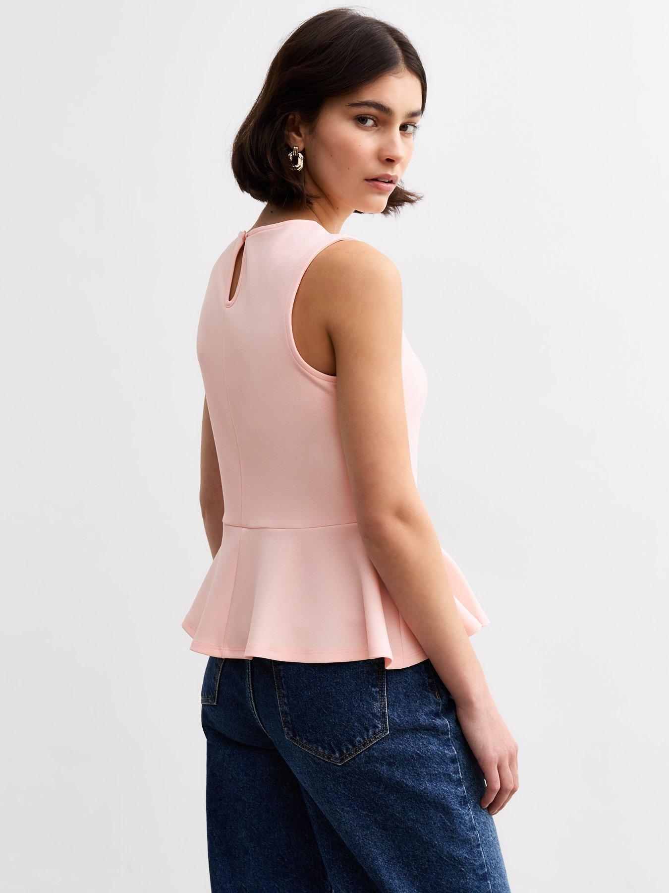 new-look-light-pink-sleeveless-peplum-hem-topstillFront