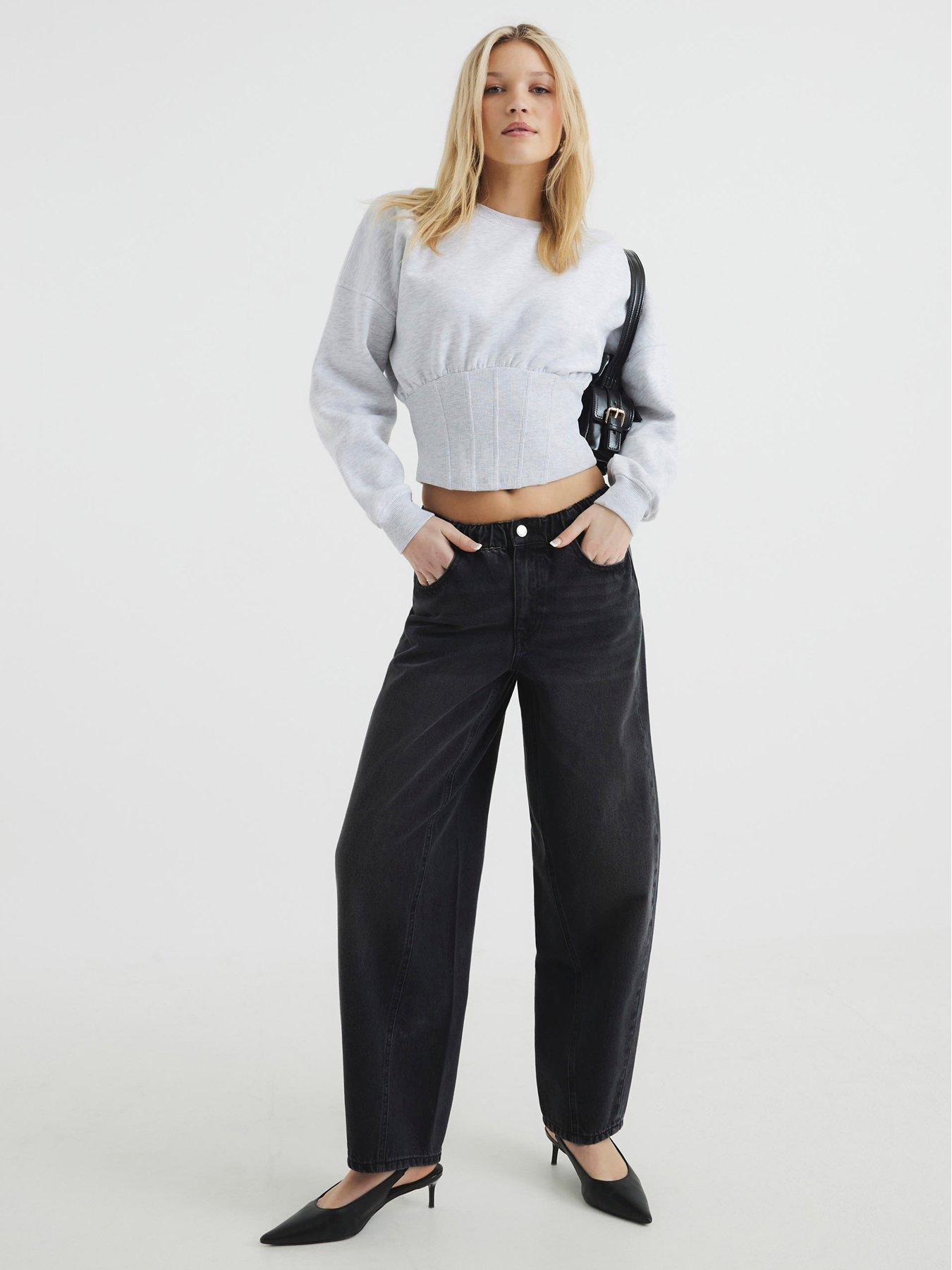 river-island-elasticated-barrel-jean-black