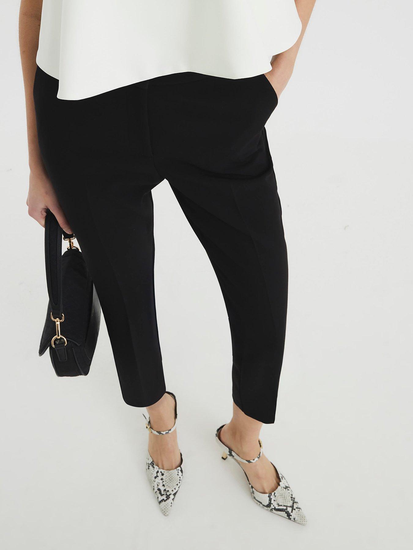 Image 1 of 5 of River Island Elasticated Cigarette Trousers - Black