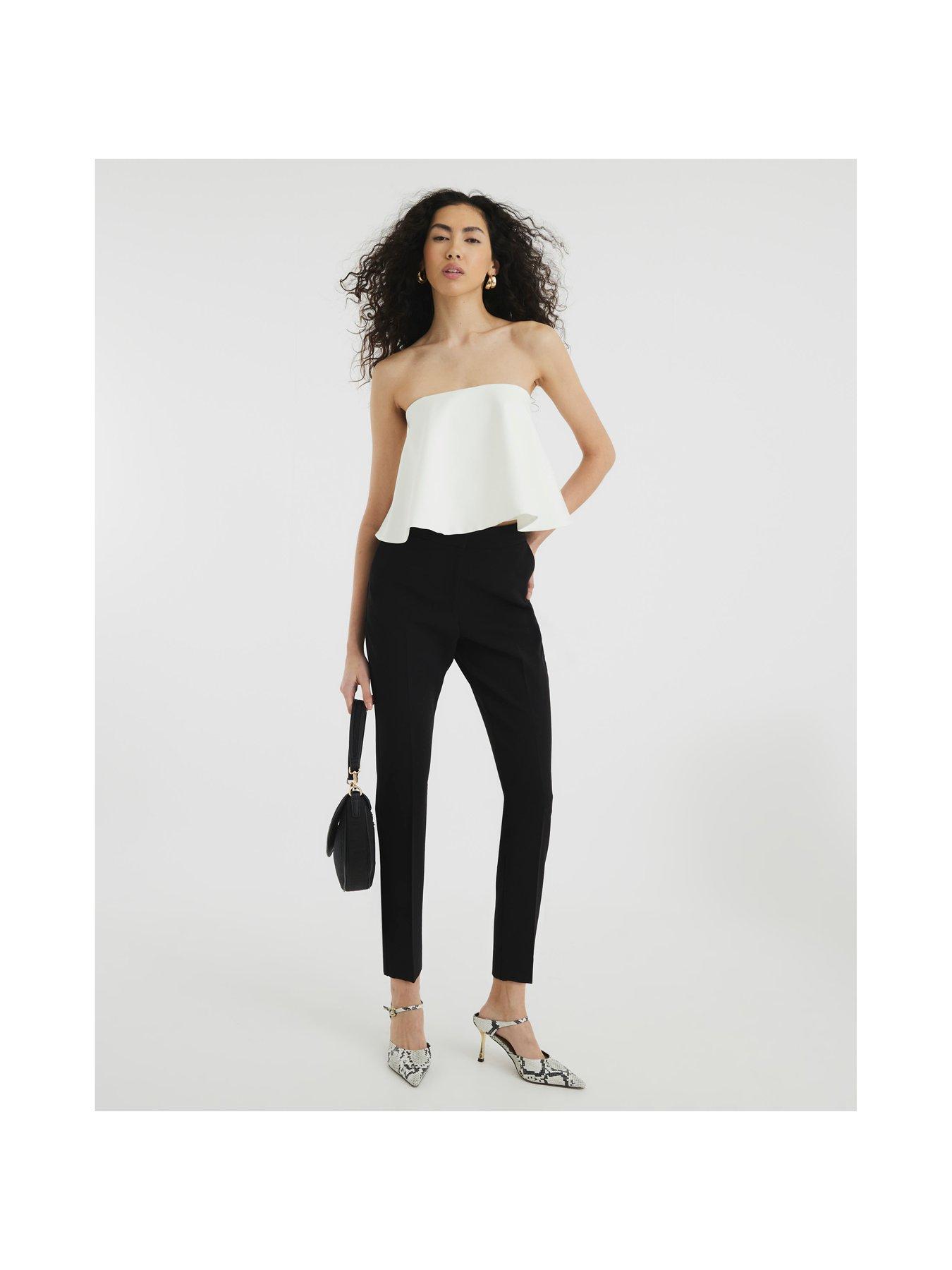 Image 3 of 5 of River Island Elasticated Cigarette Trousers - Black