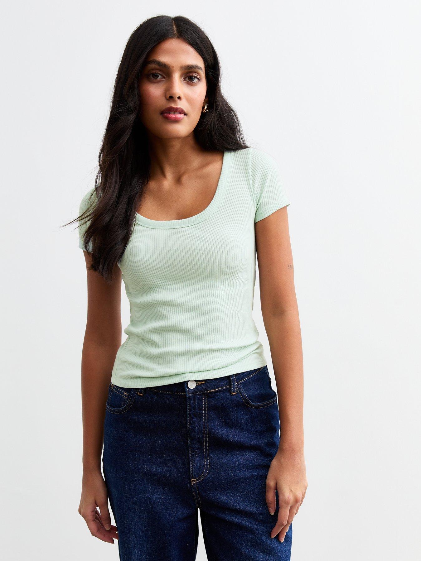 new-look-mint-green-scoop-neck-rib-jersey-t-shirt