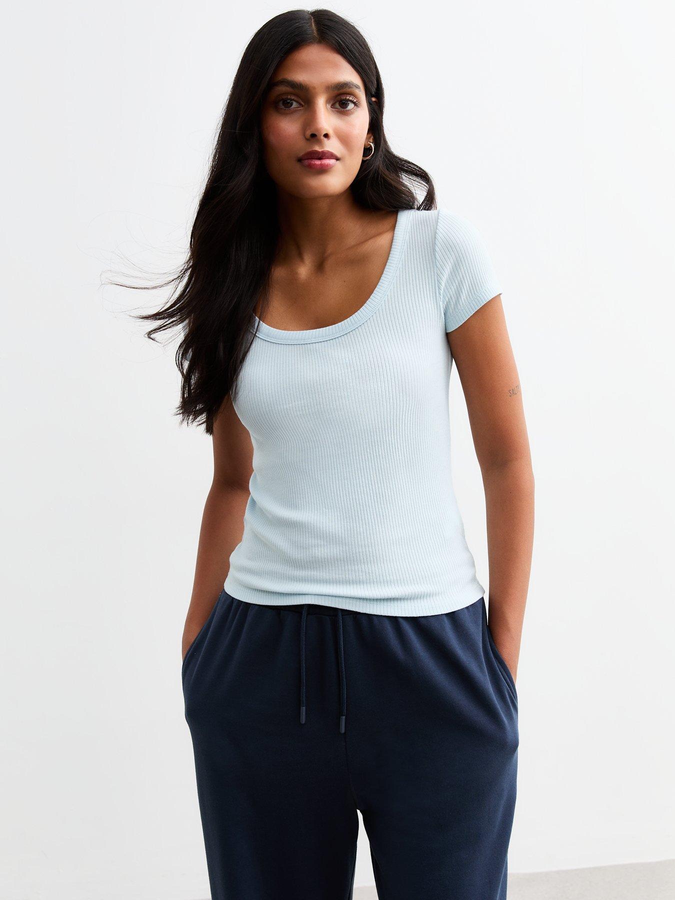 new-look-light-blue-scoop-neck-rib-jersey-t-shirt