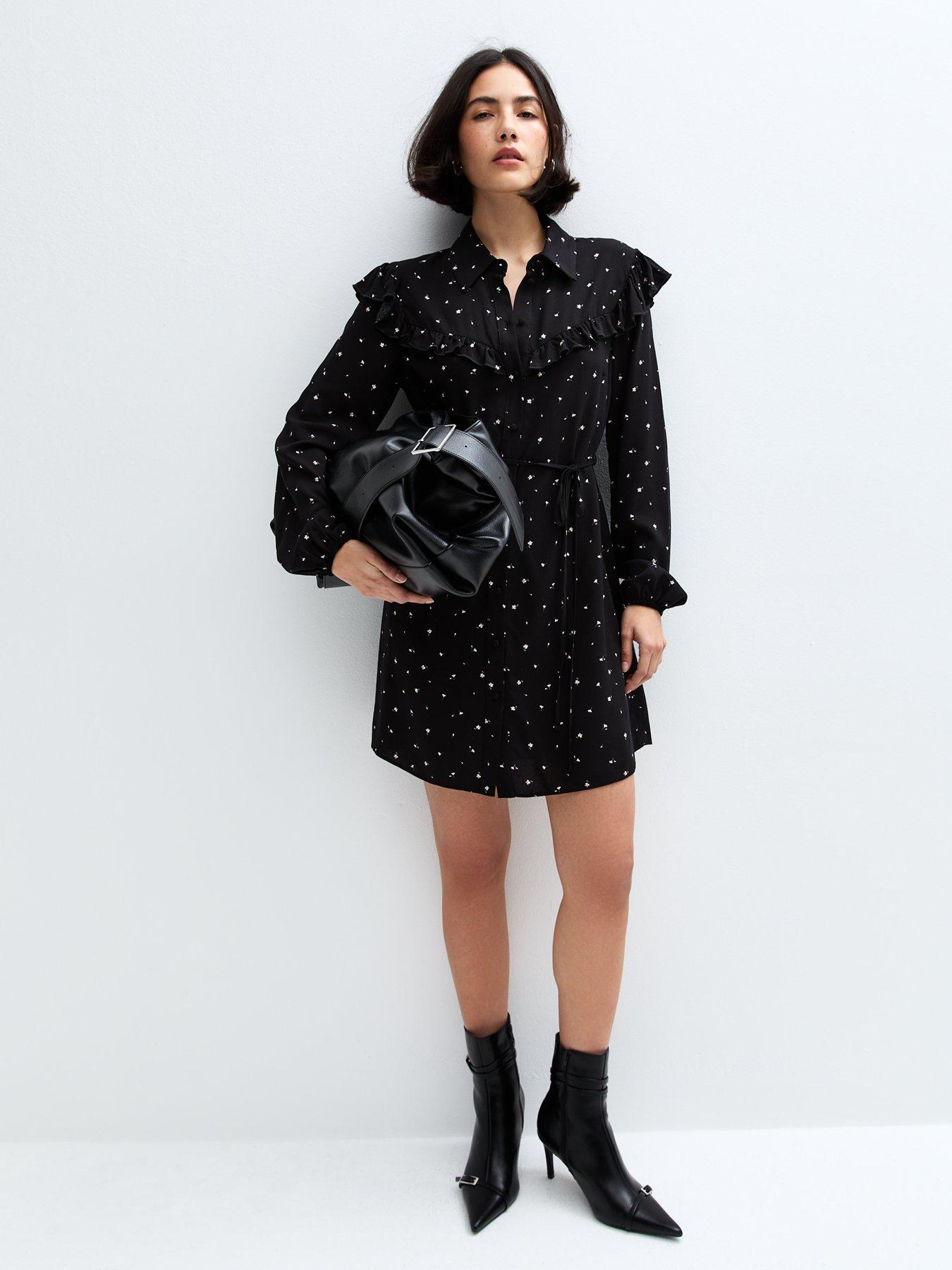 new-look-black-ditsy-floral-belted-mini-shirt-dressback