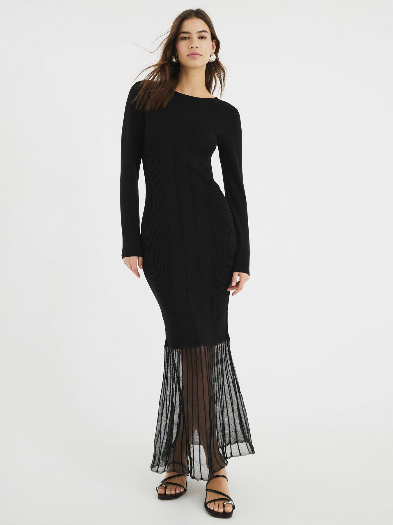 Image of River Island Knitted Maxi Dress - Black