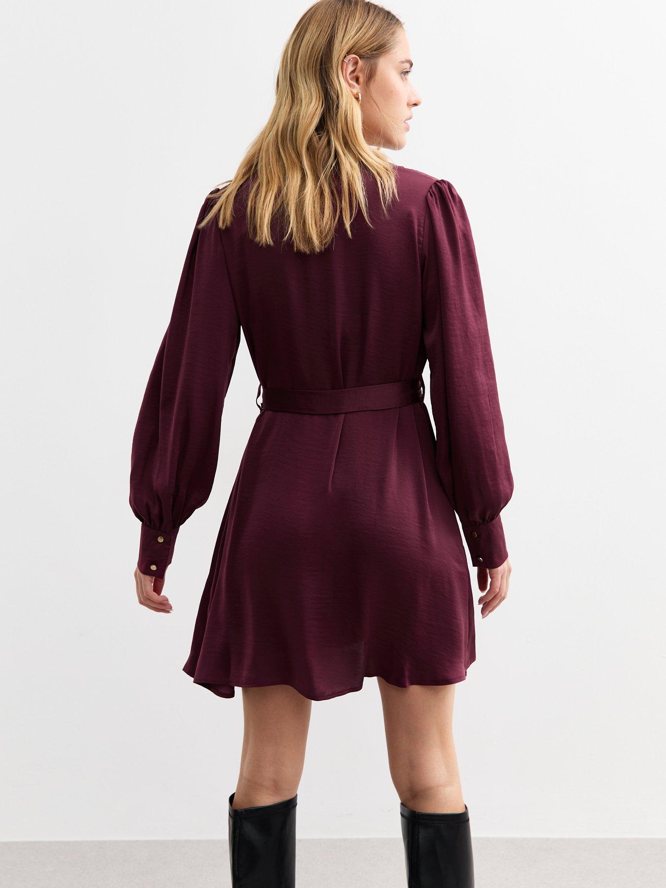 new-look-burgundy-v-neck-satin-mini-dressstillFront