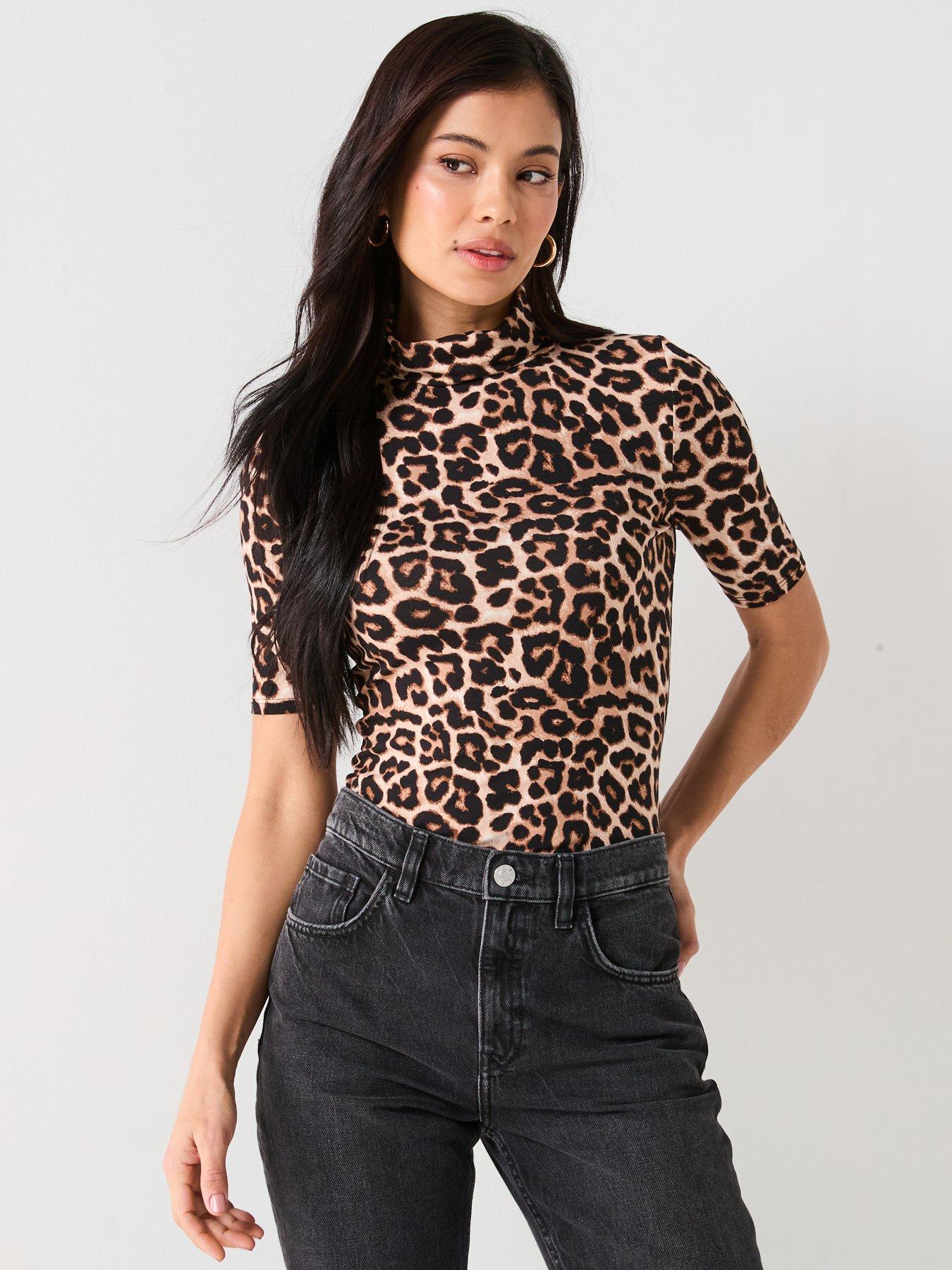 Image of V by Very Turtleneck Half Sleeve Top - Print