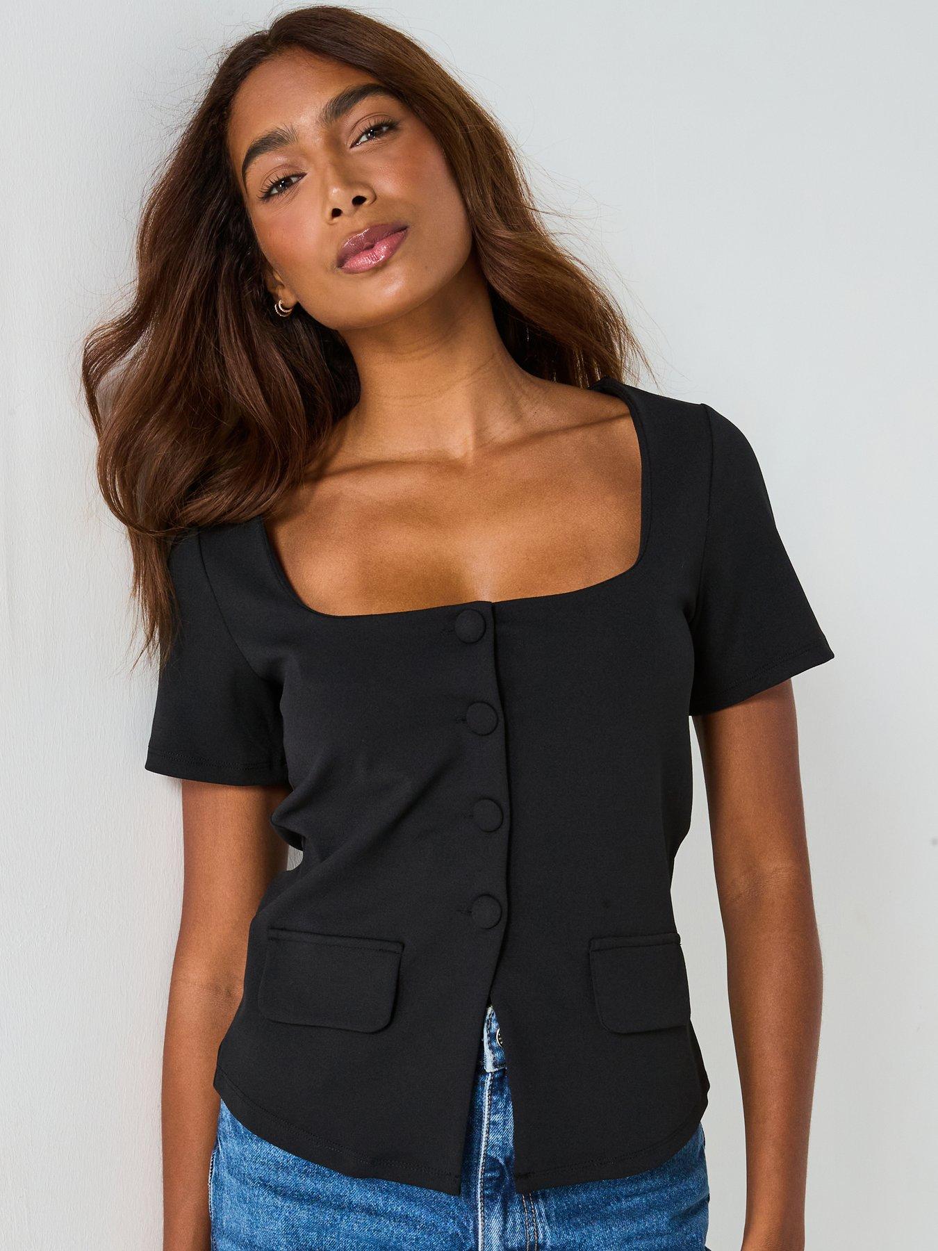 v-by-very-square-neck-button-up-top-black