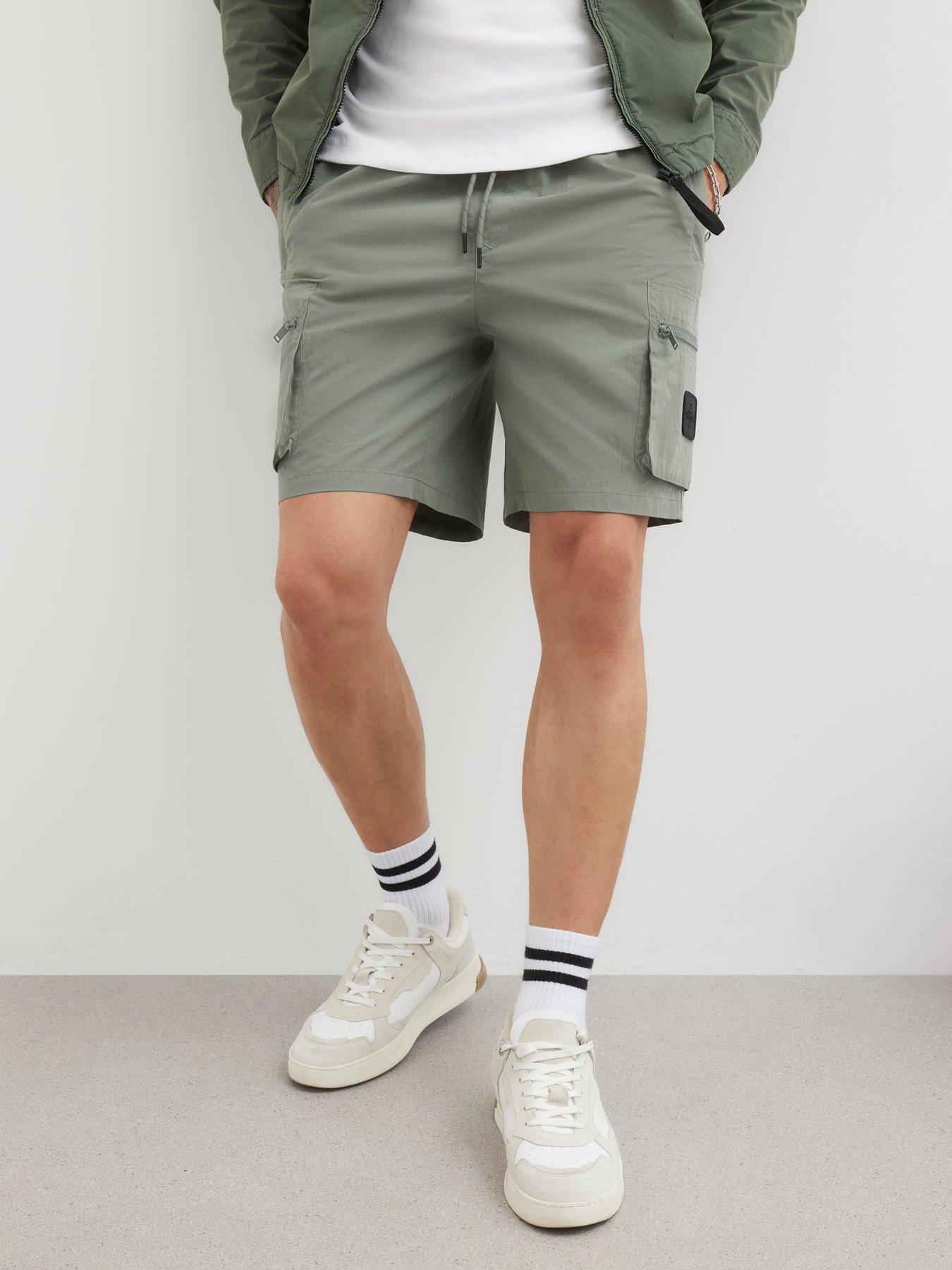 Image 1 of 5 of River Island Hilson Cargo Shorts - Light Green