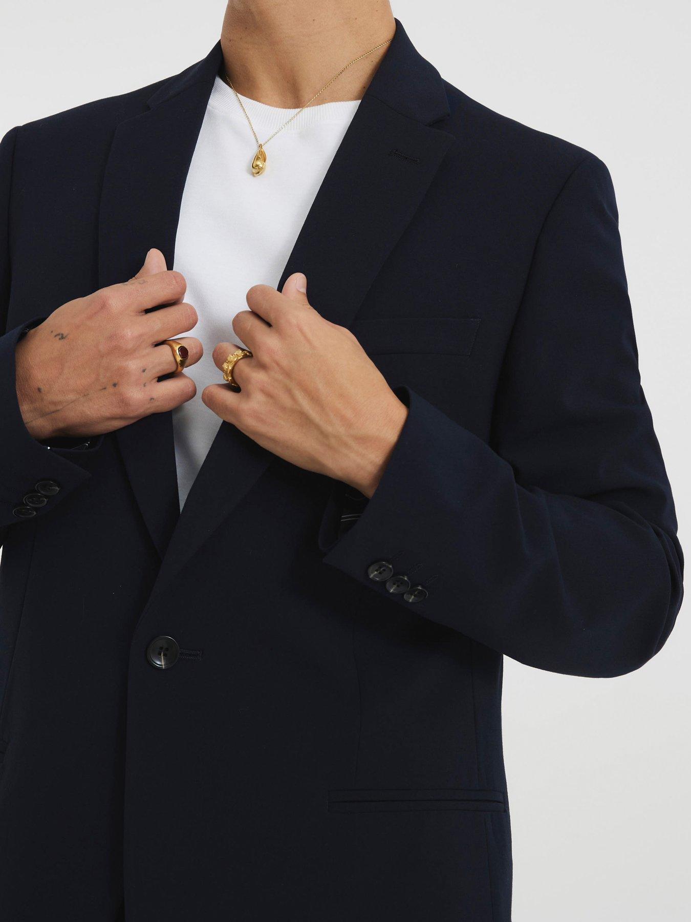 Image 4 of 4 of River Island Skinny Fit Suit Jacket - Navy