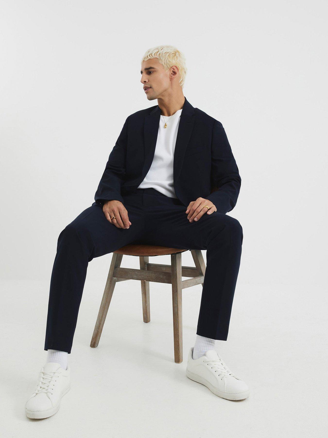 Image of River Island Skinny Fit Suit Trousers - Navy