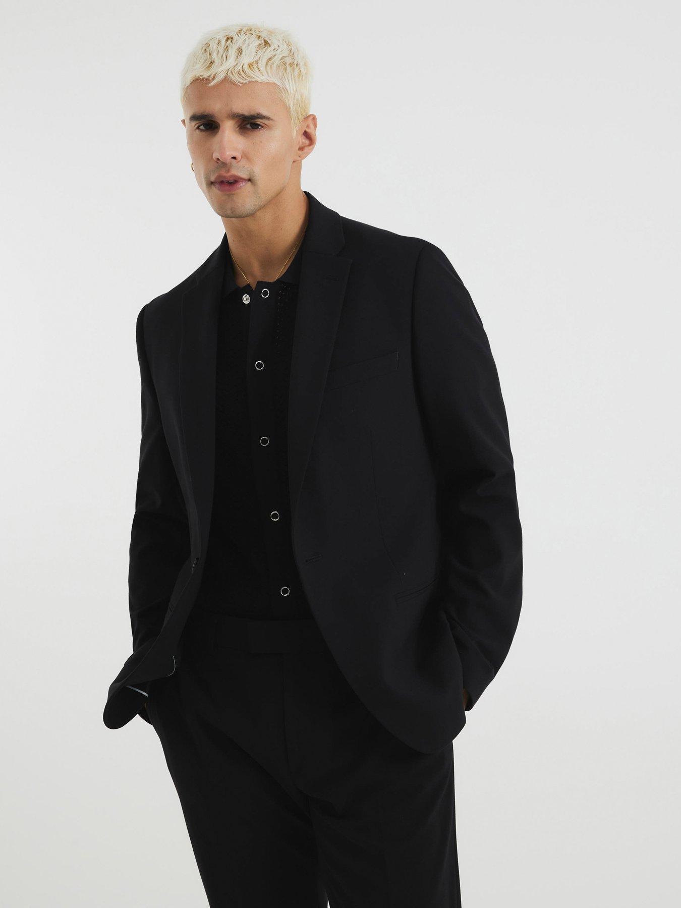 Image 1 of 4 of River Island Skinny Fit Suit Jacket - Black