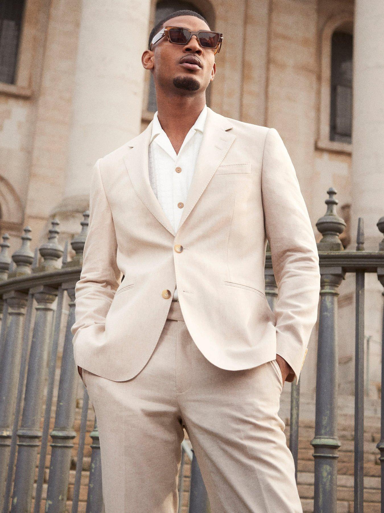 River Island Linen Suit Jacket - Ecru