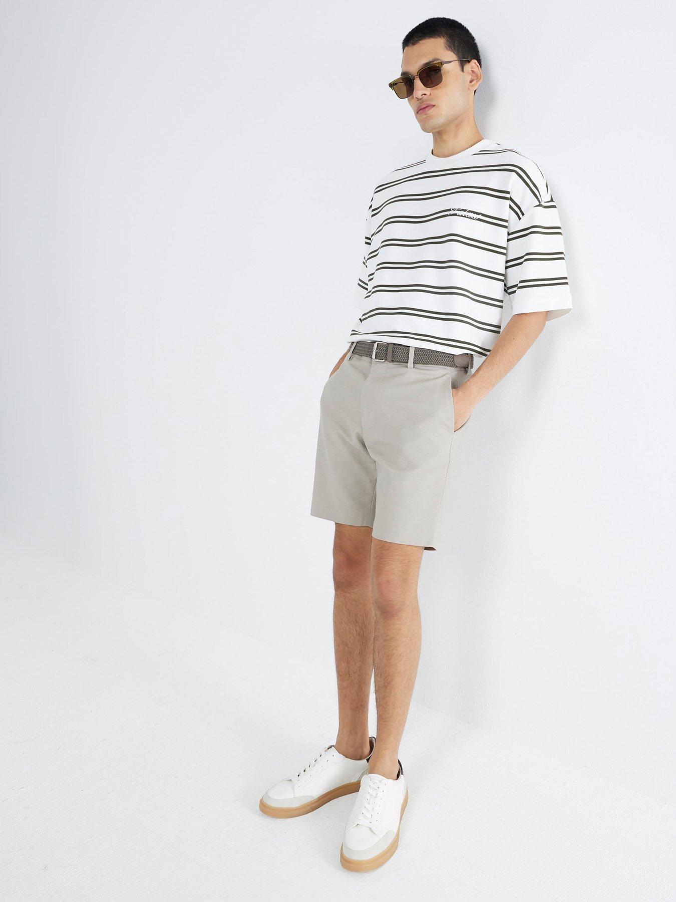 Image 1 of 4 of River Island Belted Chino Shorts - Beige