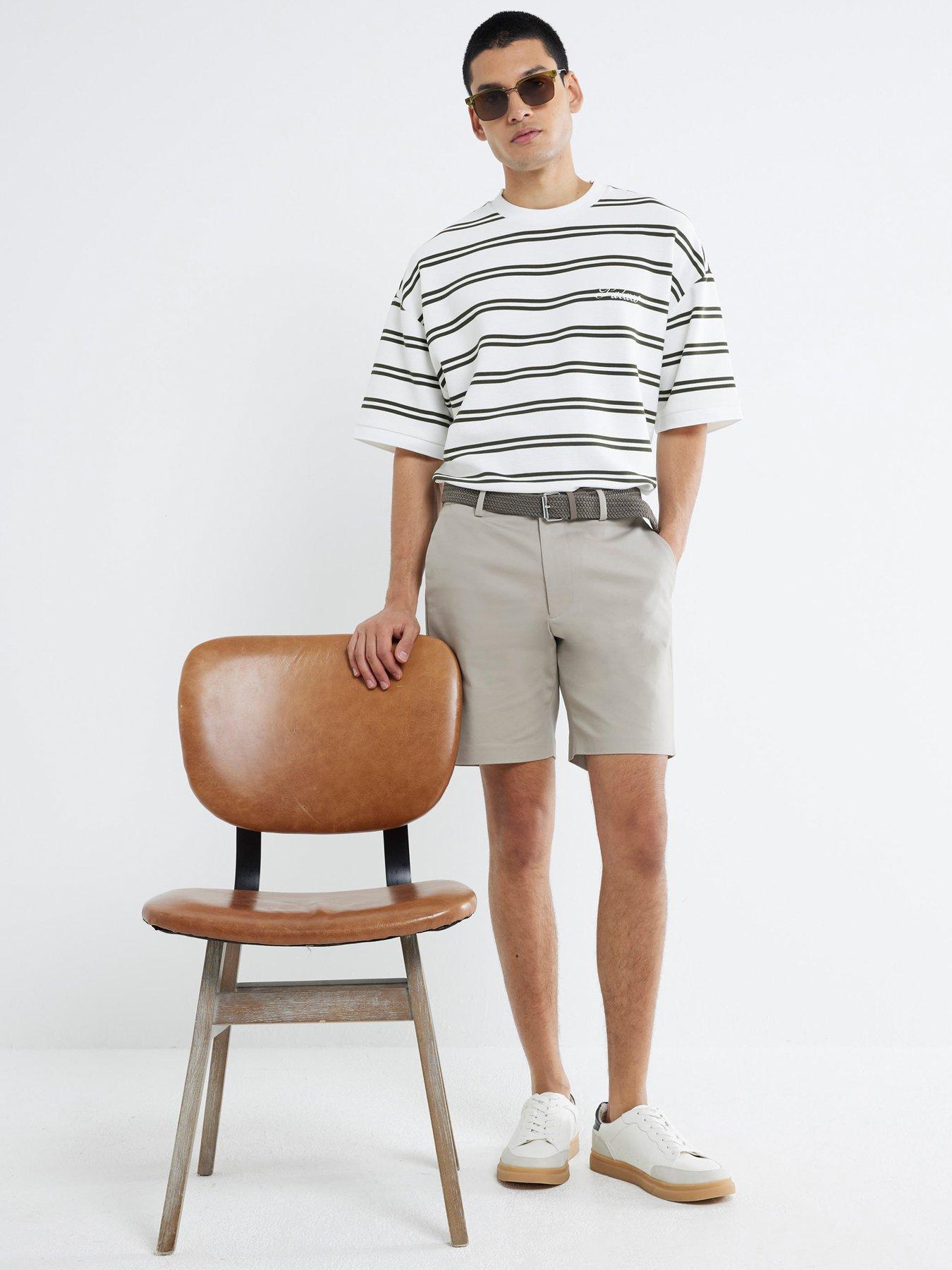 Image 3 of 4 of River Island Belted Chino Shorts - Beige
