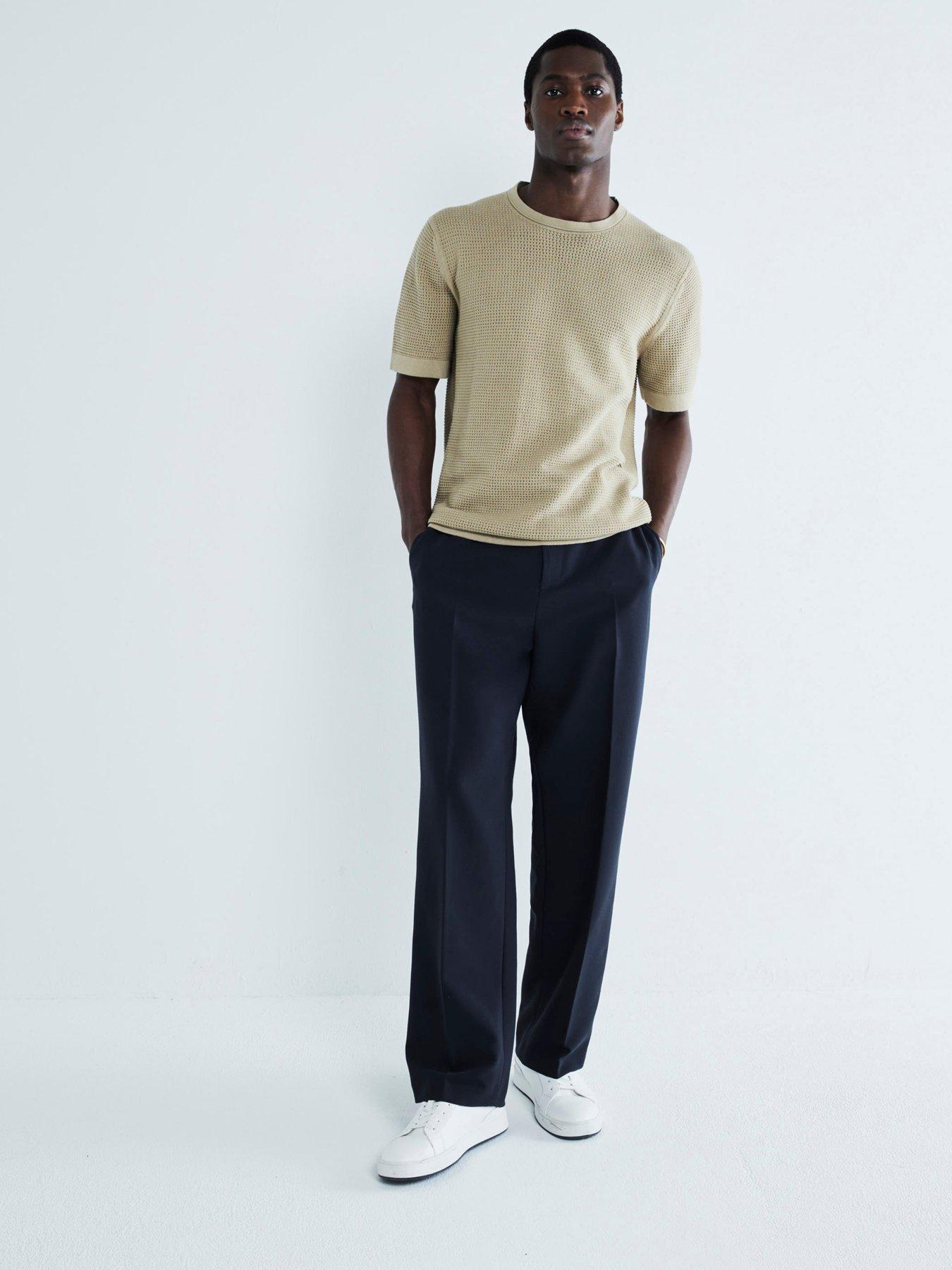 Image 3 of 5 of River Island Short Sleeve Pointelle Mesh T-Shirt - Khaki