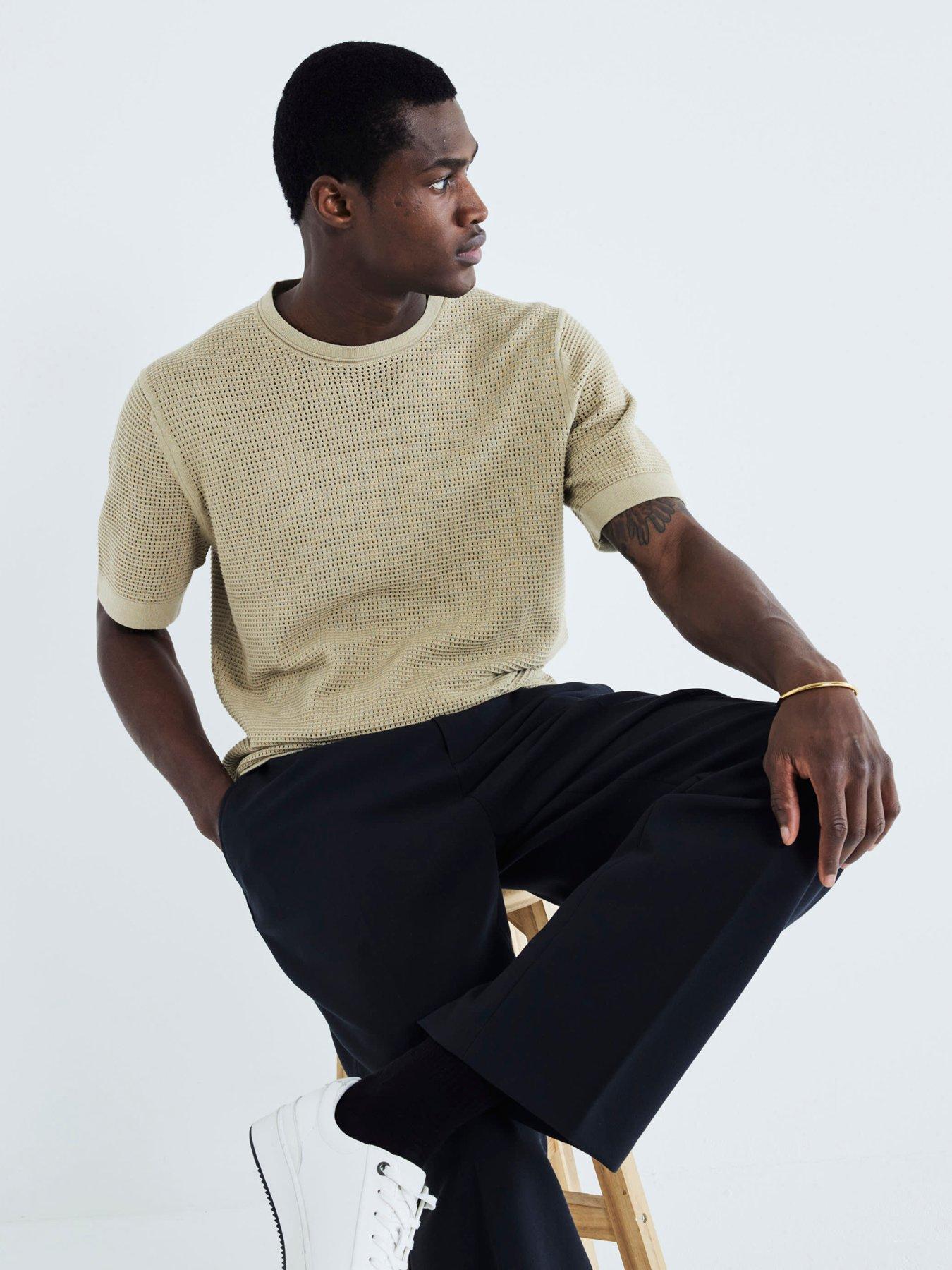 river-island-short-sleeve-pointelle-mesh-t-shirt-khakioutfit
